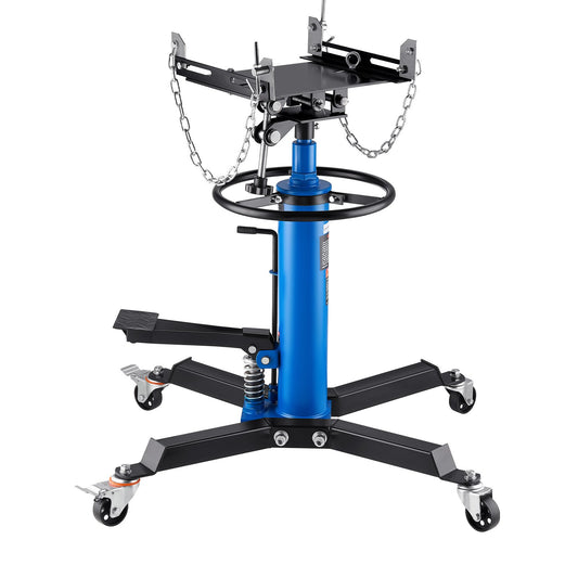 Transmission Jack, Hydraulic Telescoping Transmission Jack, 2-Stage Floor Jack Stand Capacity with Foot Pedal, Swivel Wheel, Garage Shop Lift Hoist