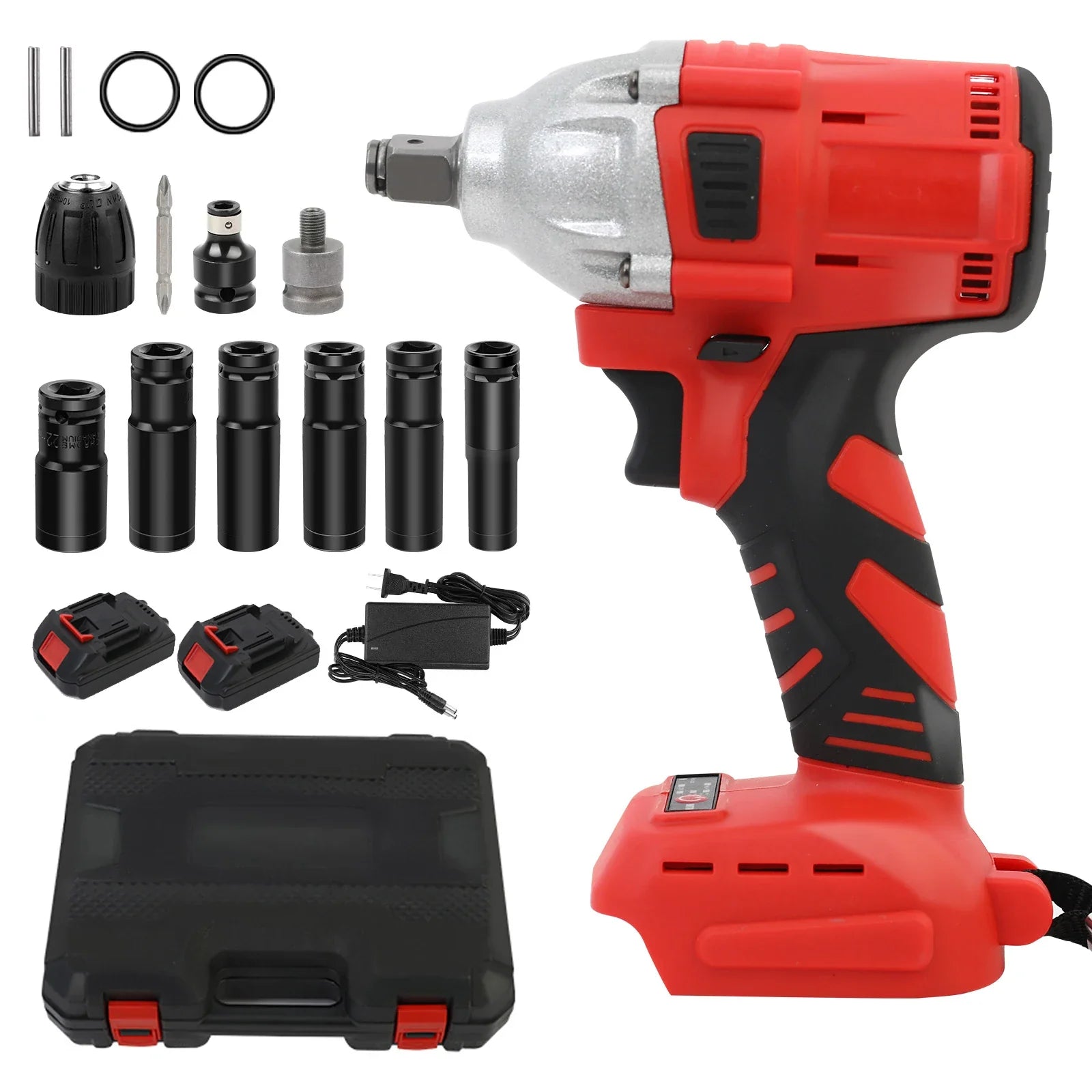 1000N.M Cordless Impact Wrench Brushless 20V 1/2 Inch Power Tool Sets High Torque 2X1500Mah Batteries for Car Truck Tires Home