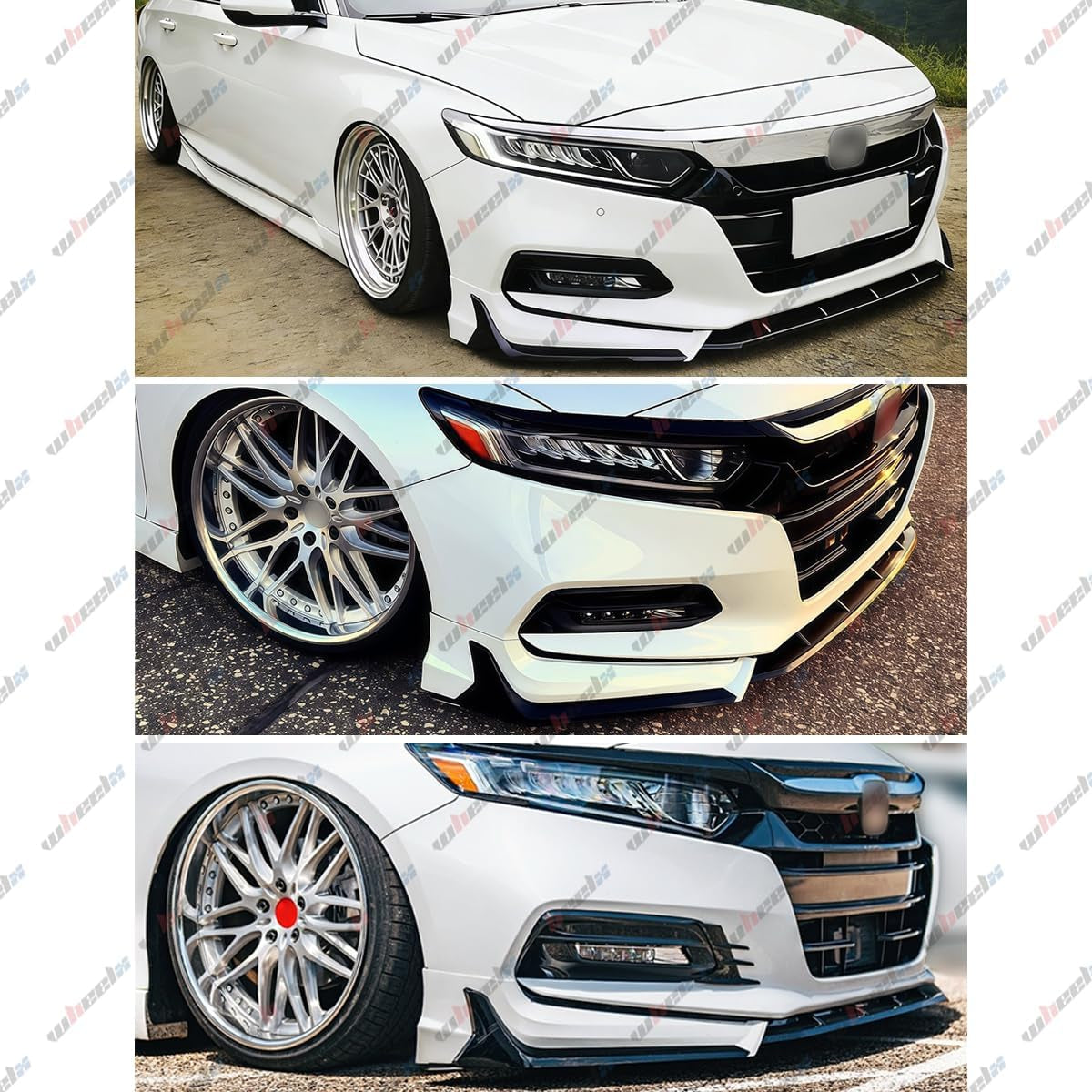 Front Bumper Lip Compatible with 2018-2020 Honda Accord, ACR JDM Style 5Pcs Air Dam Spoiler Splitter Chin Fits for EX EX-L LX SE Sport Touring Hybrid, Protection Body Kit (Platinum White Pearl)