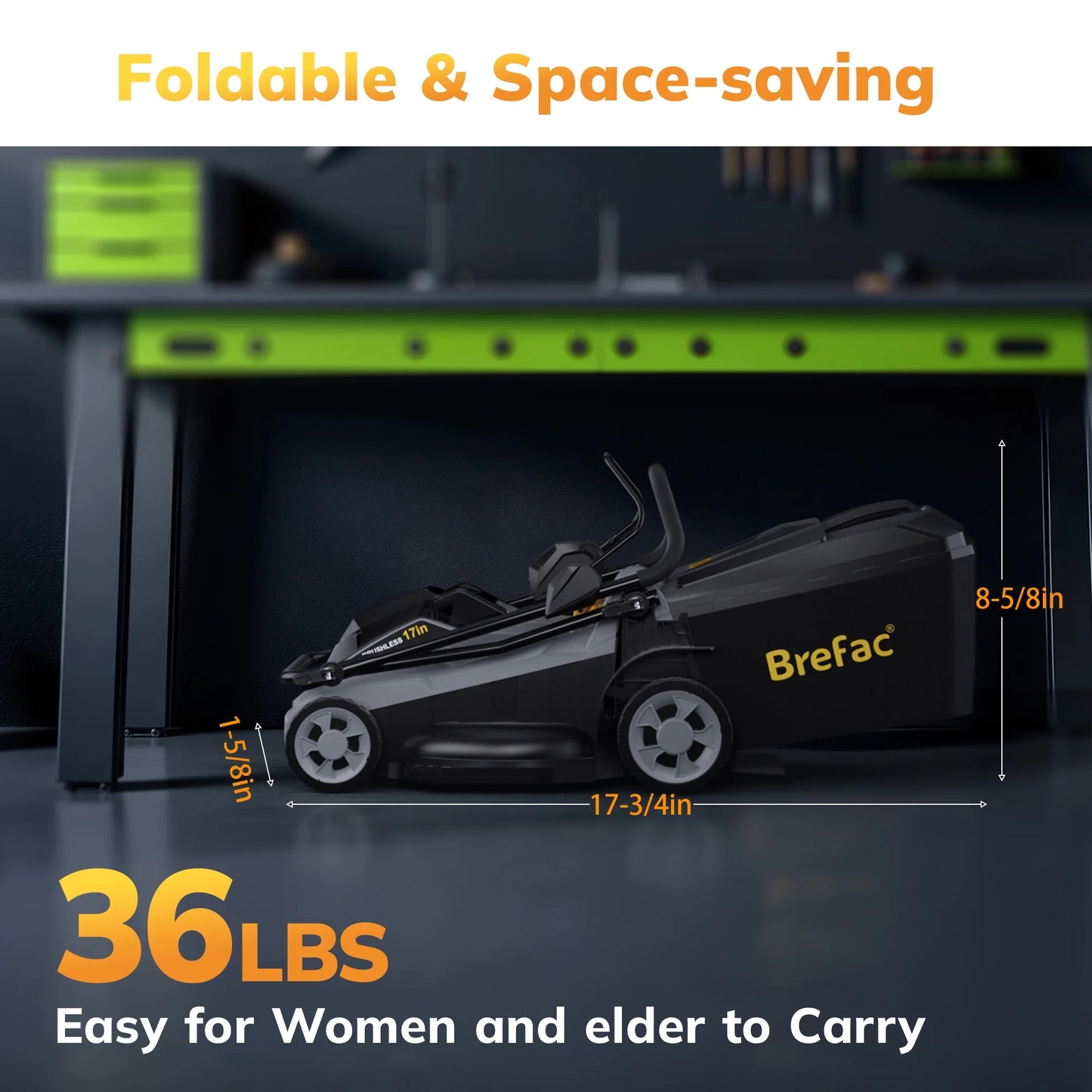 40V (2 X 20V) 17'' Cordless Lawn Mower, Multi-Functional Grass Cutter with 4.0Ah Battery, 6 Adjustable Height Settings, Durable Manganese Steel Blades, Easy to Use for Medium to Large Lawn