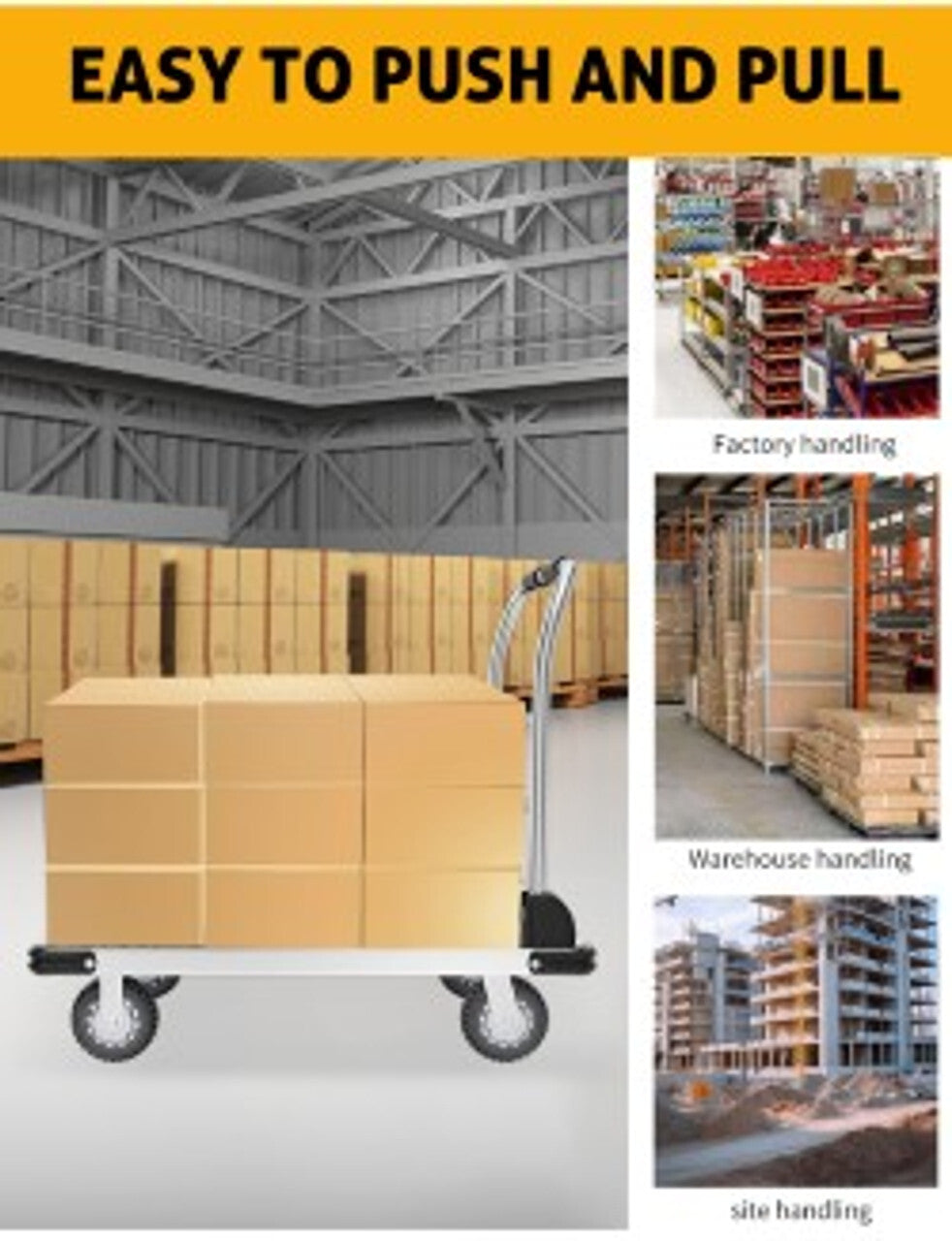 2000 Lbs Heavy-Duty Steel Platform Truck - Hand Push Flat Cart Easy Transport