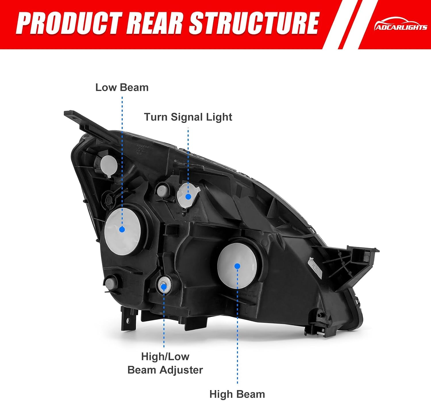 Headlight Compatible with 2005 2006 Honda CRV Headlamp Chrome Housing Amber Reflector Replacement Pair（W/O Bulbs）