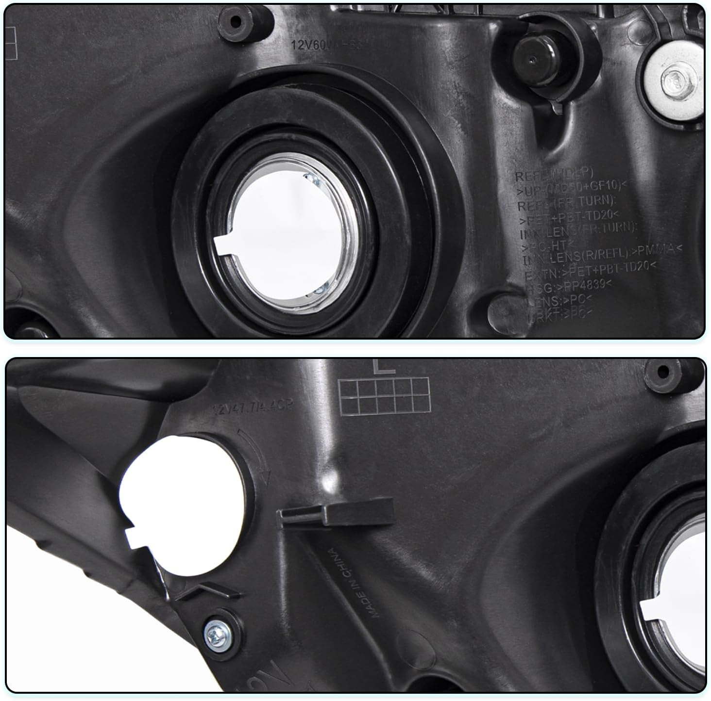 Headlight Assembly [Bulbs Included] for 2012-2015 Honda Civic 4-Door Sedan / 2012-2013 Honda Civic 2-Door Coupe OEM Halogen Headlamp Replacement Set，Black Housing with Clear Reflector (L+R)