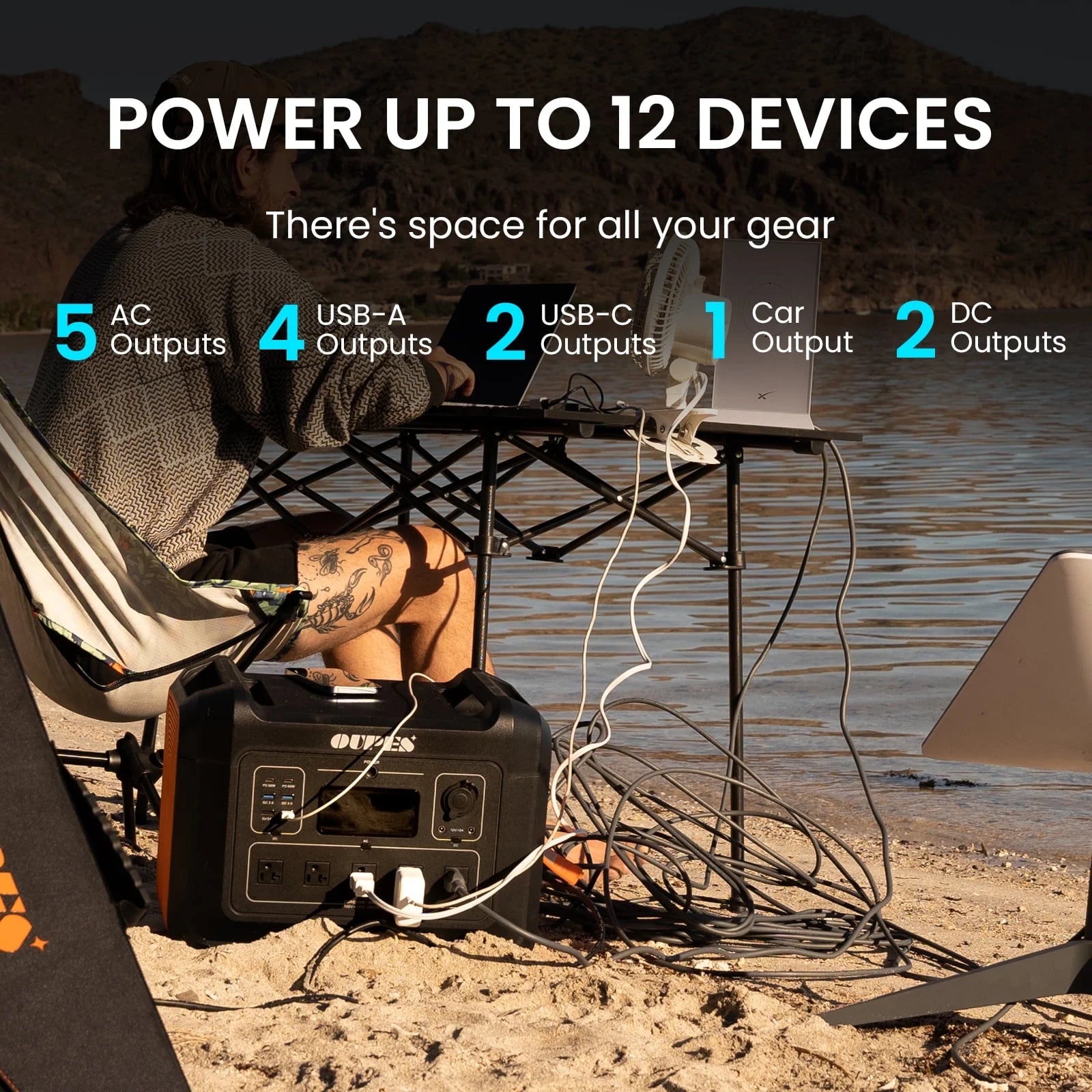 2400W 2232Wh Portable Power Station with 240W Solar Panel,Solar Generator for Outdoor Camping,Home Backup,Emergency,Rvs