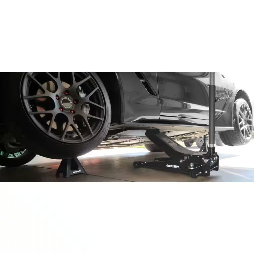 3-Ton Low Profile Floor Jack with Quick Lift with 12 In. 4 Pocket Zippered Tool Bag