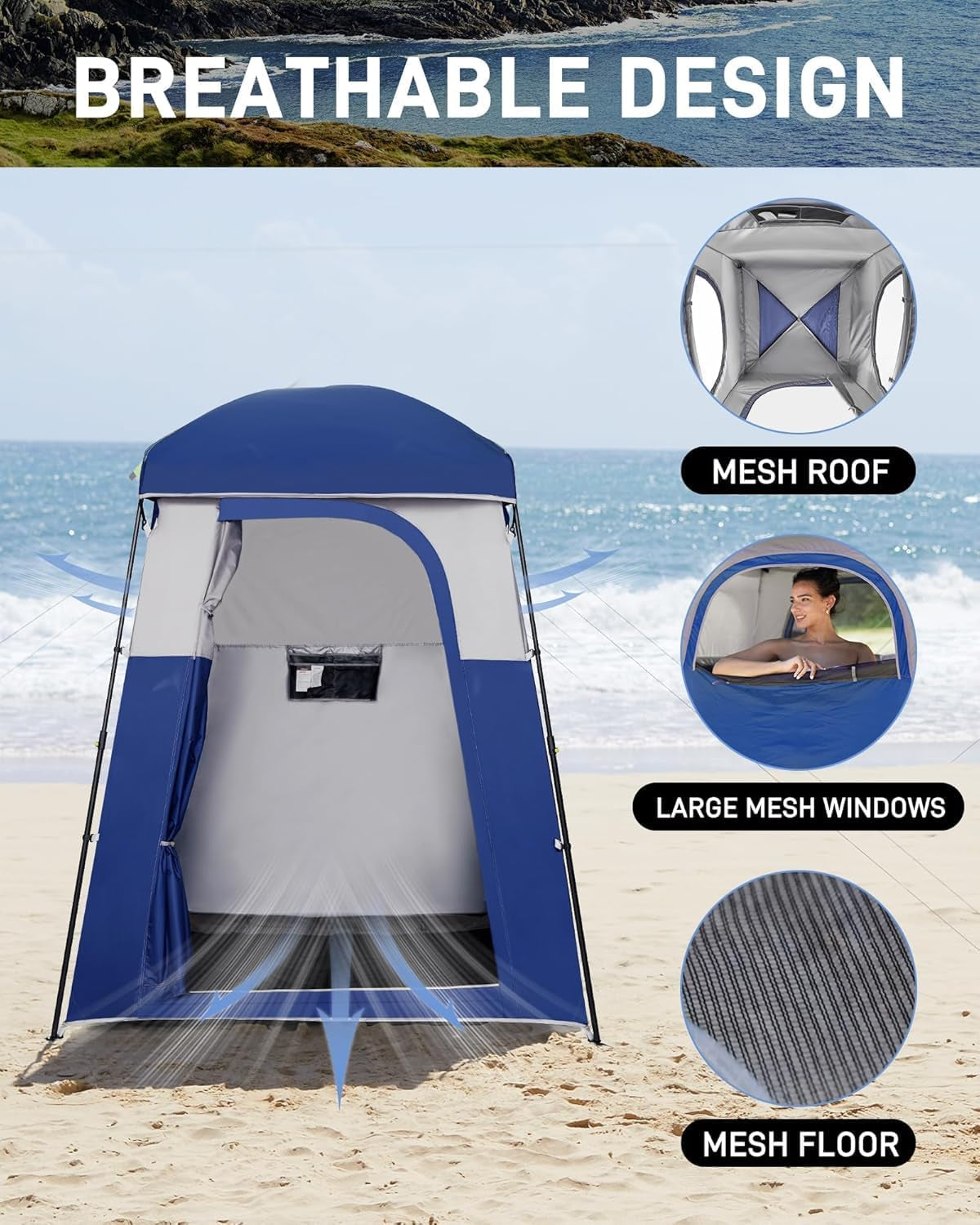 Shower Tent, Portable Privacy Tent Outdoor Camping 1/2 Room Toilet Tents with Shower Bag & Dressing Room for Travel Beach Tailgate