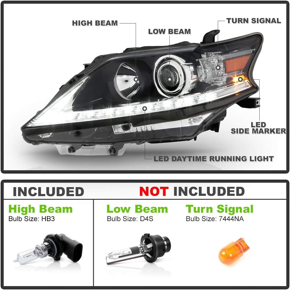 - for [Hid/Xenon Non-Afs] 2013-2015 Lexus RX350 Rx450H Projector LED DRL Headlight Headlamp Assembly Driver Side