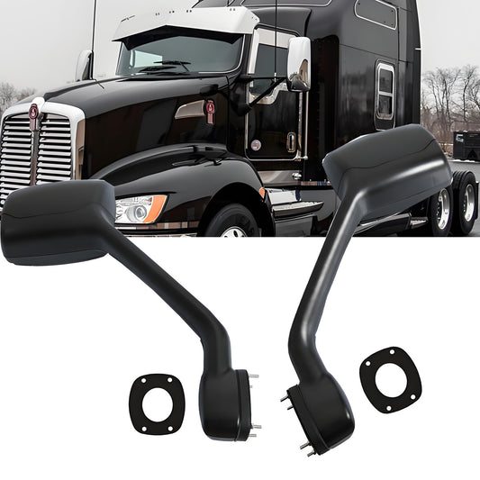 Pair Black Hood Mirrors W/Mounting Kits for Kenworth T680 Left and Right Side
