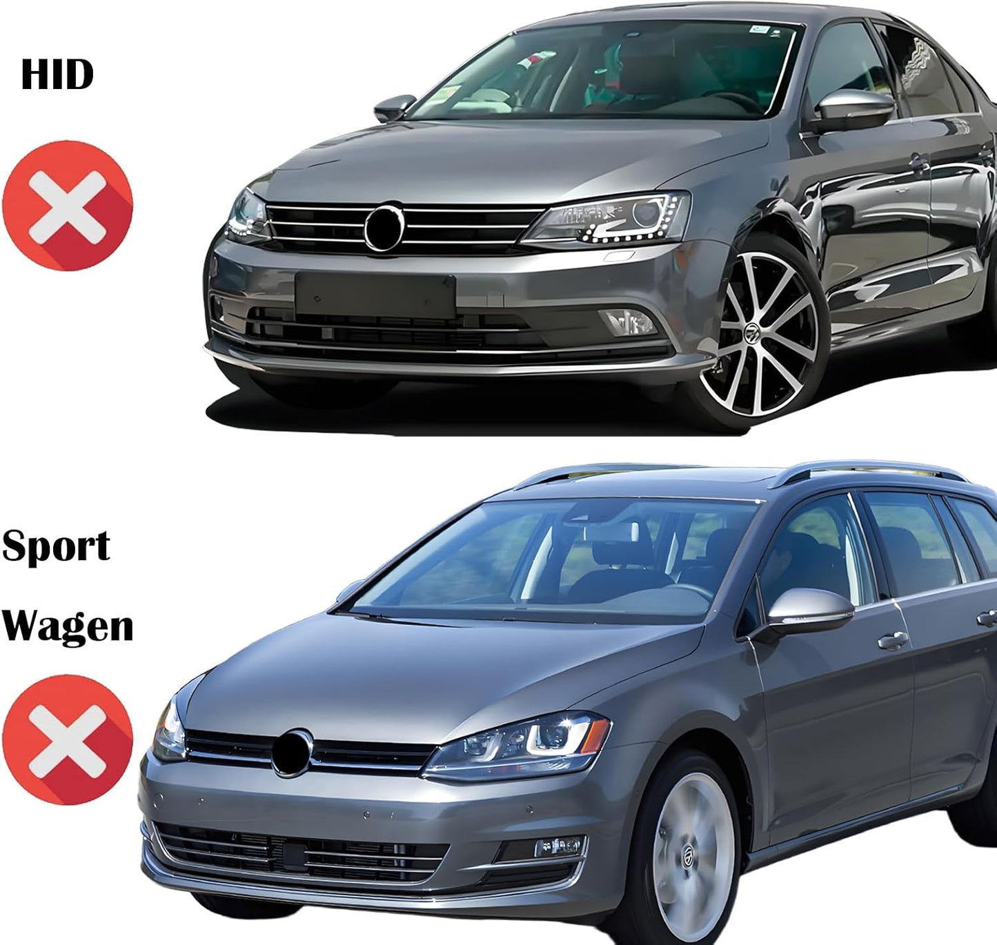 Headlights Assembly for 2011-2018 VW Jetta MK6, Chrome Housing