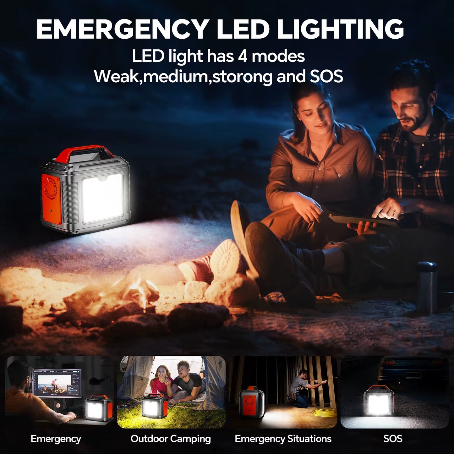 300W Portable Power Station, 296Wh 80000Mah Camping Solar Generator, Emergency Lithium Battery Outages,Black(With Solar Panel)