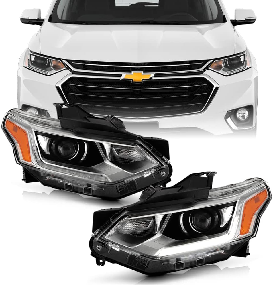 - for [Hid/Xenon Model] 2018 2019 2020 Chevy Traverse LED DRL Projector Headlights Headlamps Pair Set Left+Right
