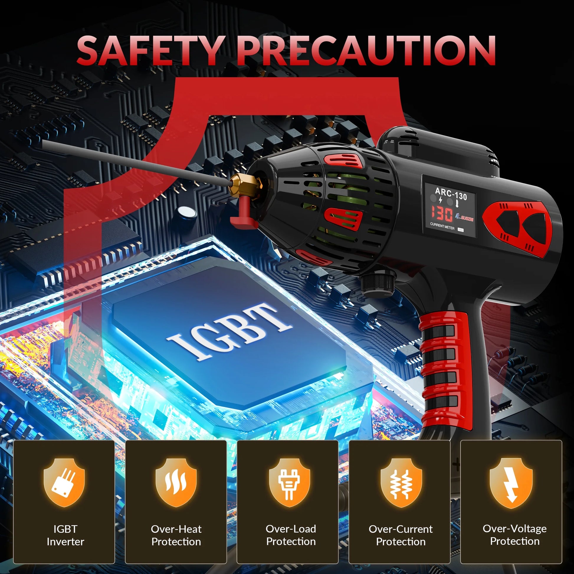 110V 130A Portable Handheld Stick ARC Welder Machine, Digital Display, IGBT Inverter, Ergonomic Design (3.7LB)