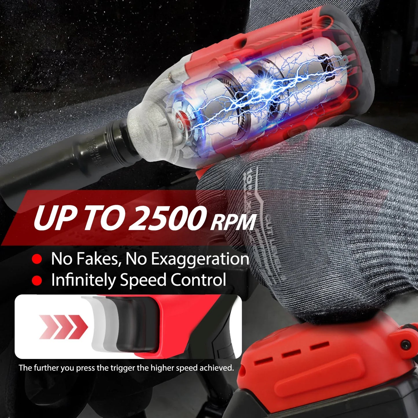 1000N.M Cordless Impact Wrench Brushless 20V 1/2 Inch Power Tool Sets High Torque 2X1500Mah Batteries for Car Truck Tires Home