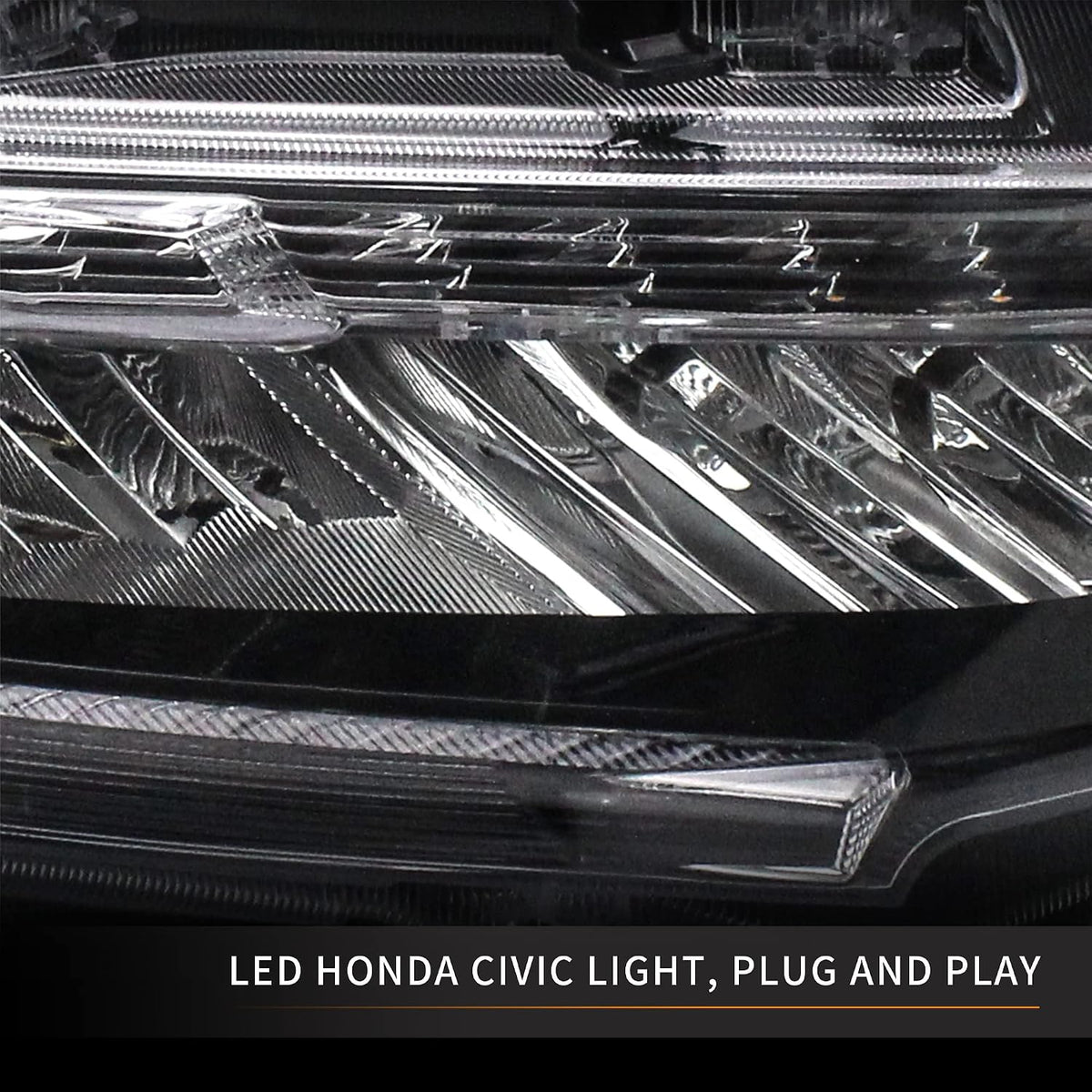 VLAND LED Headlights Assembly Compatible for 10TH Gen Honda Civic Sedan/Coupe/Hatchback/Type R 2016 2017 2018 2019 2020 2021, W/Sequential Turn Signal, LED Drls, H/L Beam Lens