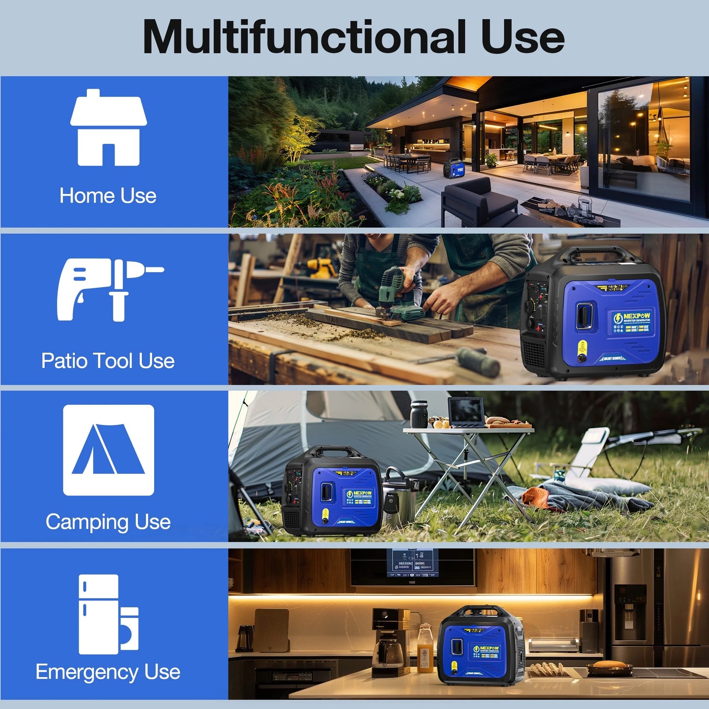 3500W Portable Inverter Generator, Dual Fuel Super Quiet Generator, Eco-Mode Feature, Parallel Capability, EPA Compliant, Lightweight for Backup Home & Camping