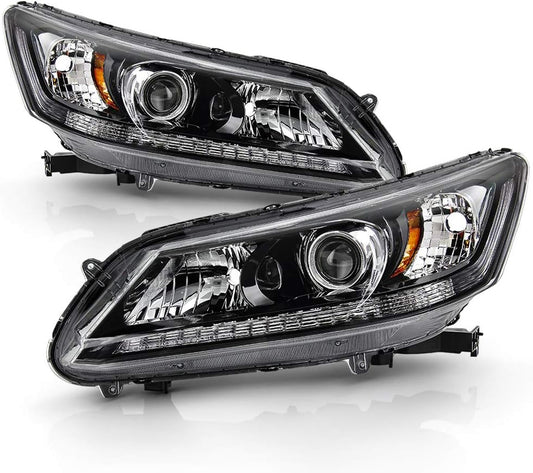 - for [Factory Halogen Model W/O LED DRL] 2013-2015 Honda Accord Sedan Projector Headlights Headlamps Left+Right