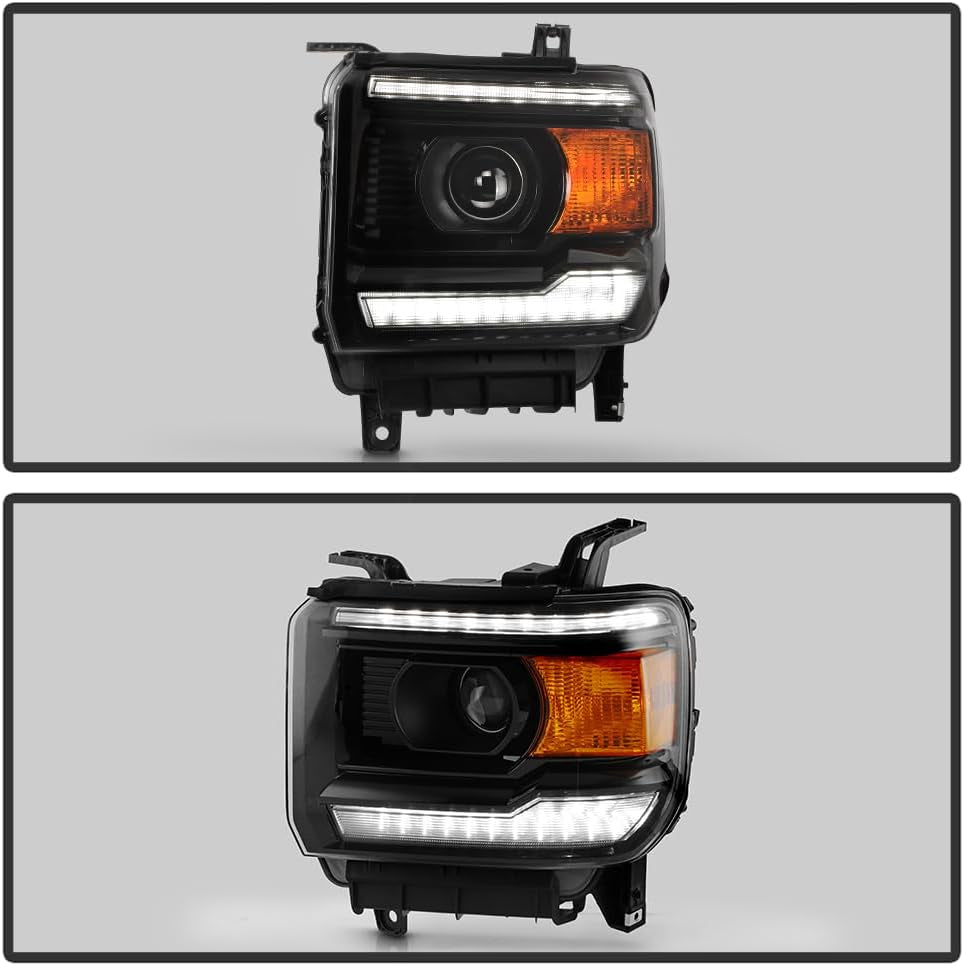 - for 2014-2015 GMC Sierra 1500 2015-2019 2500HD 3500HD Halogen W/O DRL Upgrade LED Tube Headlights Headlamps Set