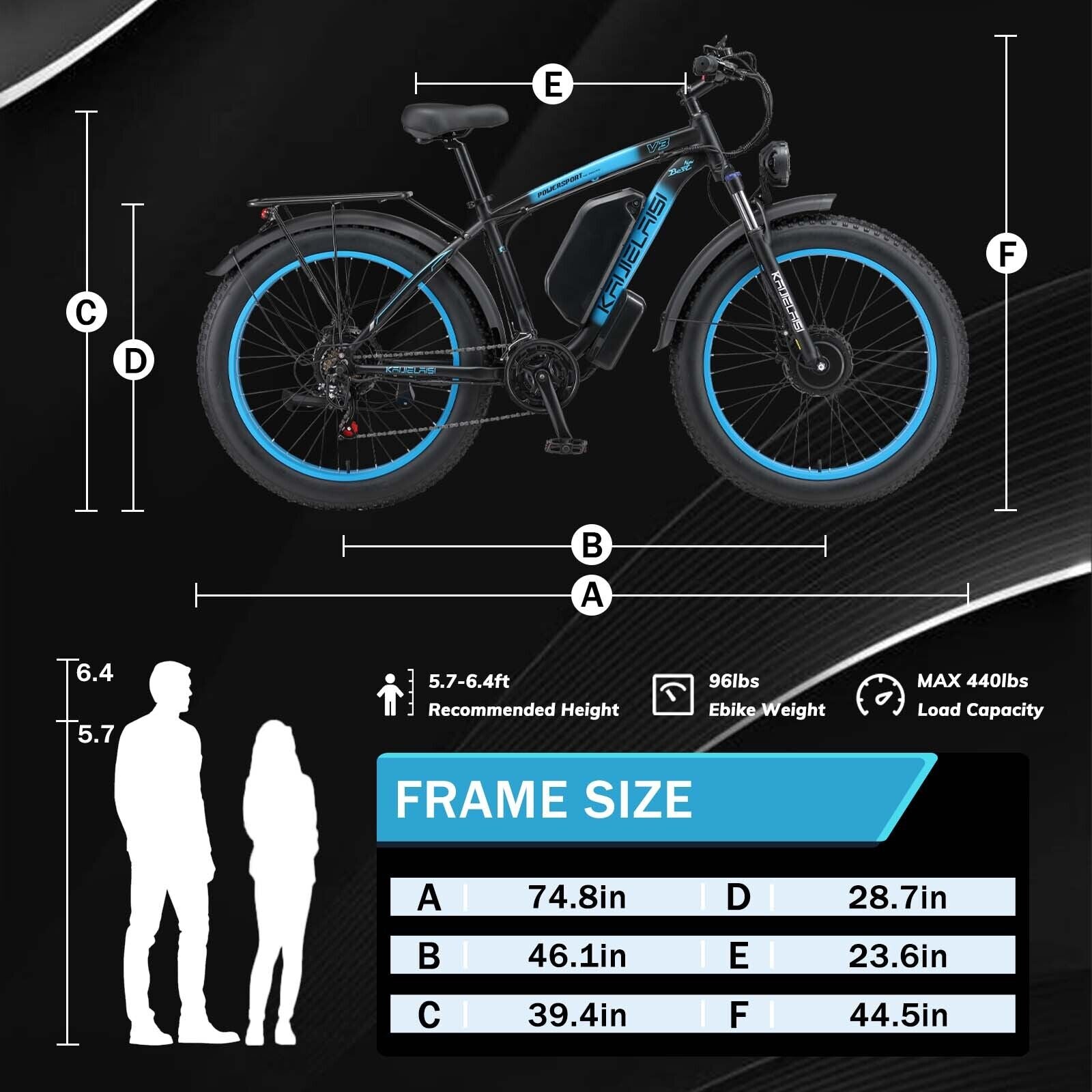 V3 2000W Electric Bike 48V/23Ah 26" Fat Tire Mountain Bicycle for Adult 35MPH