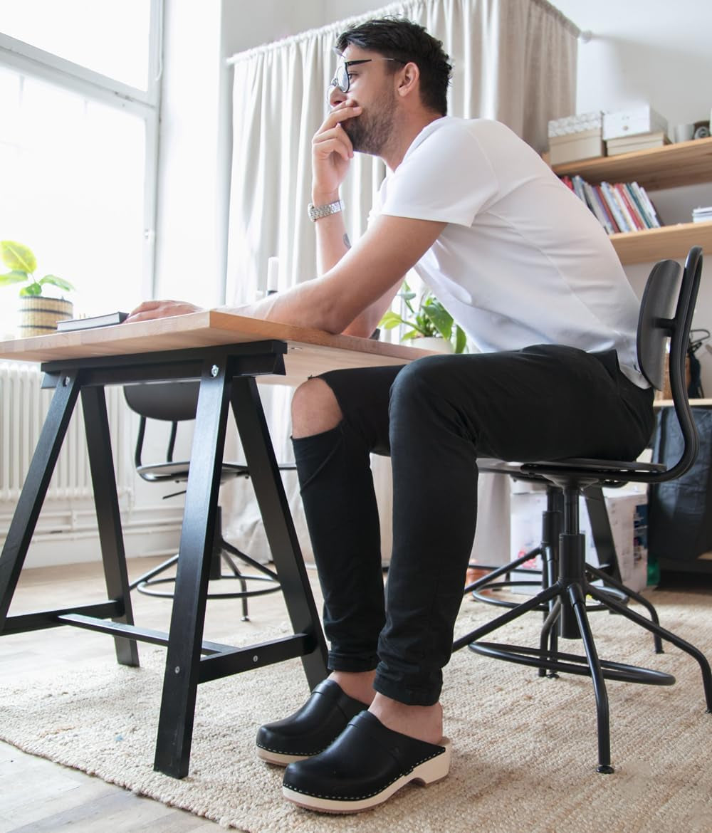 Handmade Swedish Wood Clogs for Men, Low Heel Mule | Malmö