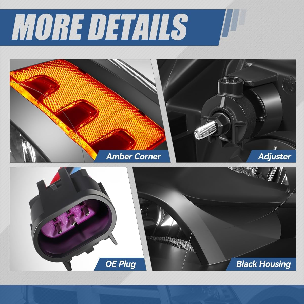 Quad Halogen Headlights Fit 09-18 Dodge Ram 1500-5500, Black | Quad Headlights for 09-10 Dodge Ram 1500-3500 New Body, 11-18 Ram 1500-5500, Halogen Headlamps, Left&Right Side, Black Amber