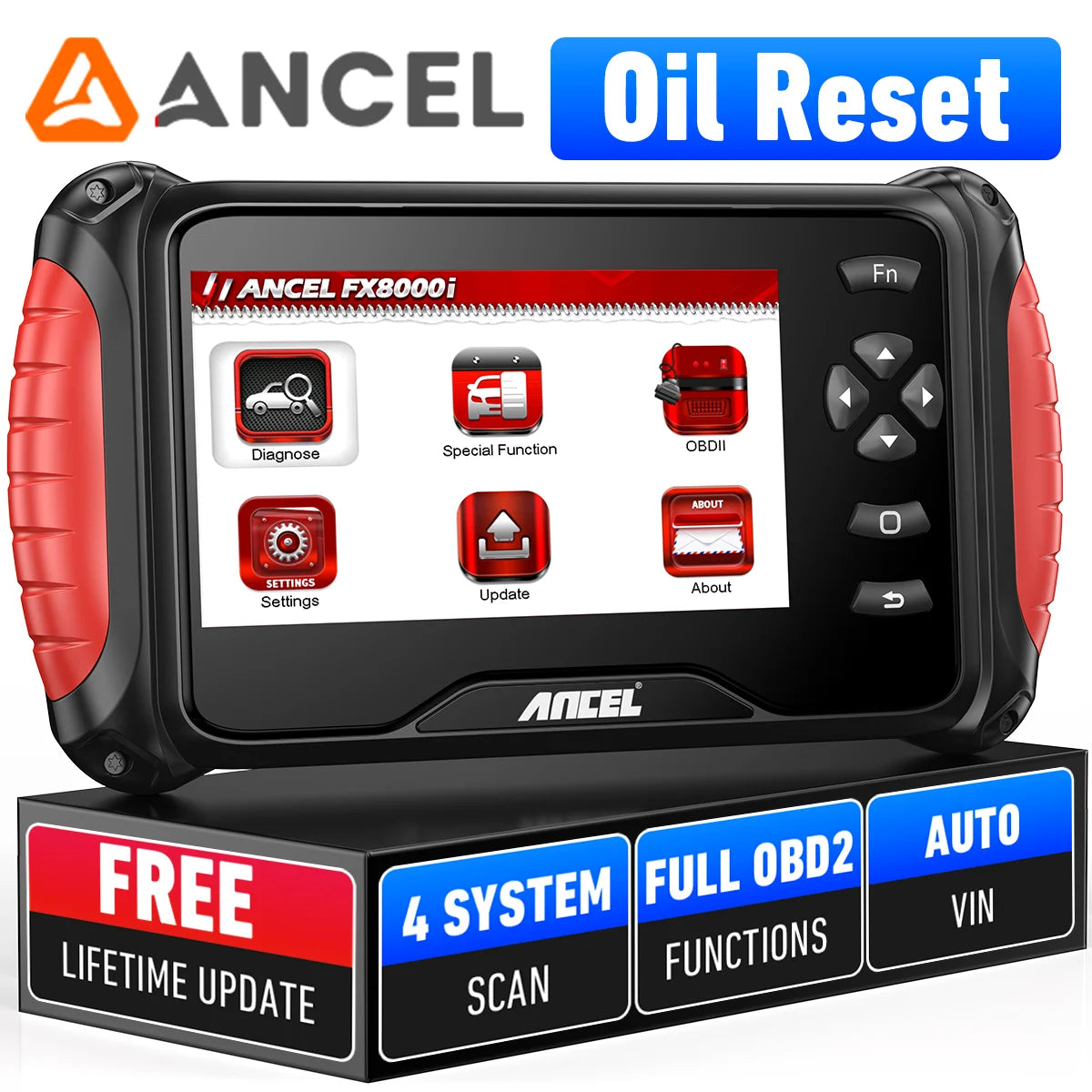 Vip Srs FX8000-I OBD2 Scanner Four Systems Diagnostic Scan Tool ABS SRS Gearbo ...