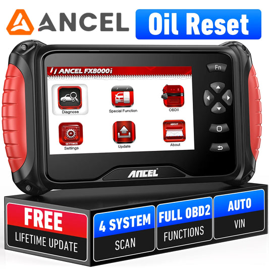 FX8000-I OBD2 Scanner Four Systems Diagnostic Scan Tool ABS SRS Gearbox Engine OBDII Code Reader Car Scanner Oil Reset Service Automotive EOBD OBD Diagnostic Scanner Auto VIN Free Update 7Inch