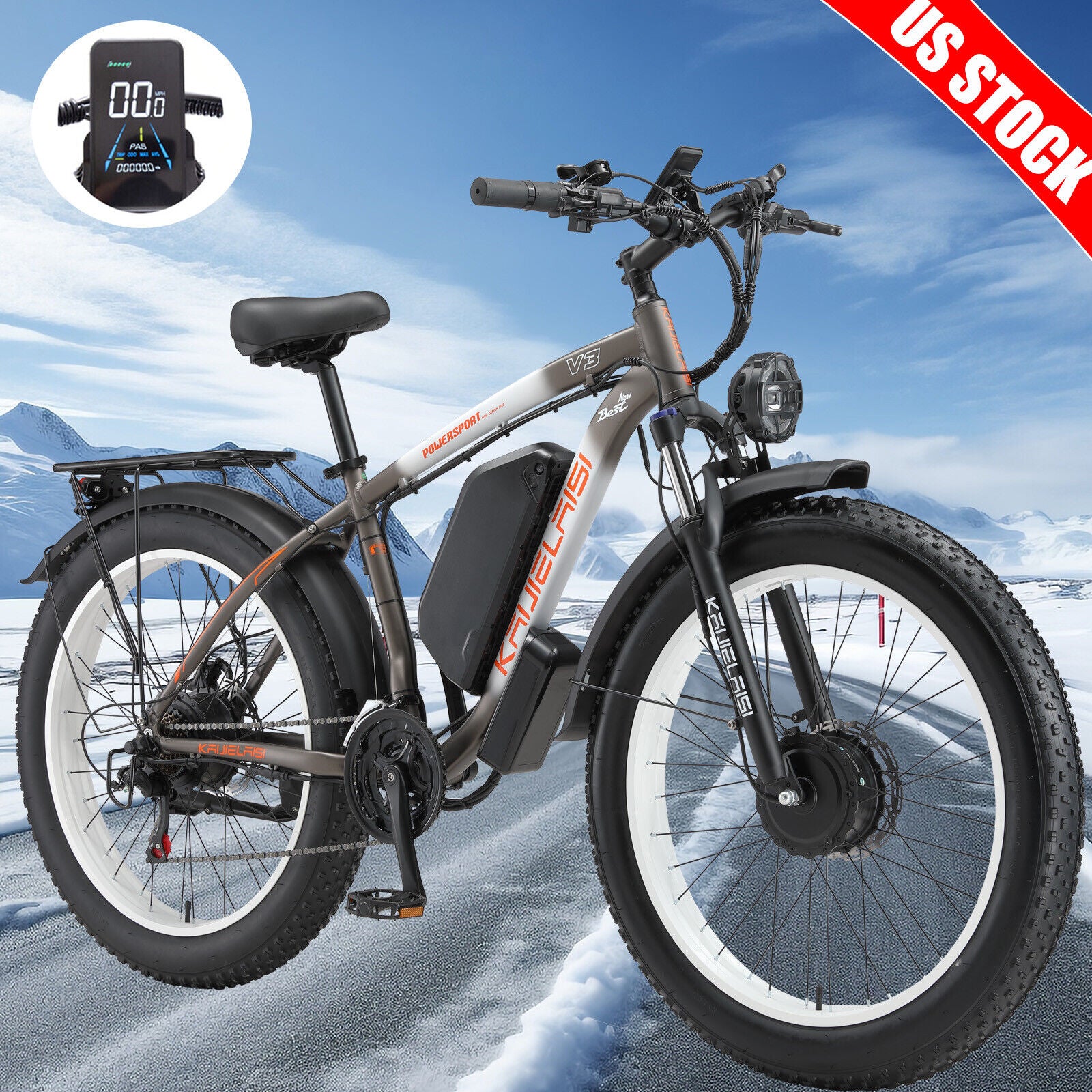 V3 2000W Electric Bike 48V/23Ah 26" Fat Tire Mountain Bicycle for Adult 35MPH