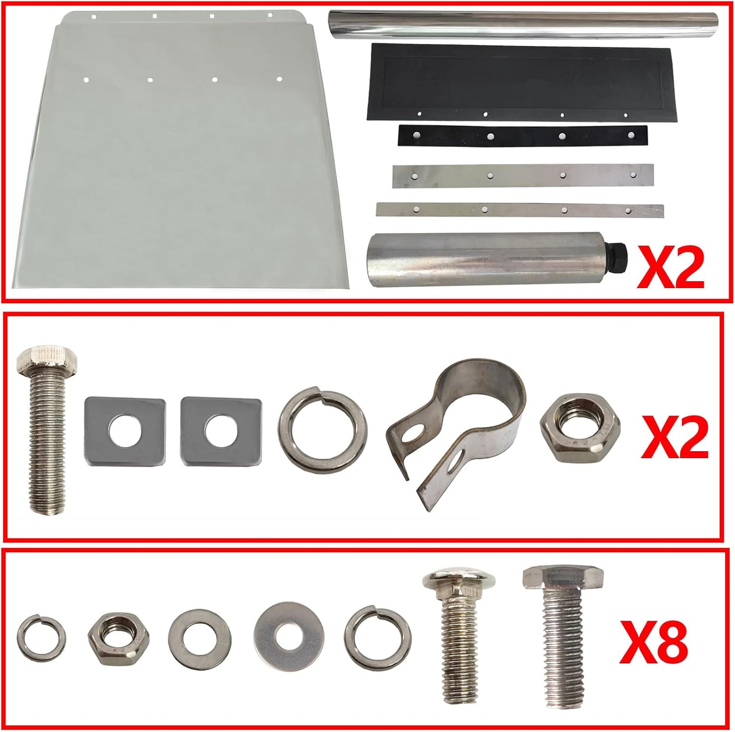 24"X29" Stainless Steel Quarter Fender 2PCS with Bracket Fit for Semi Truck