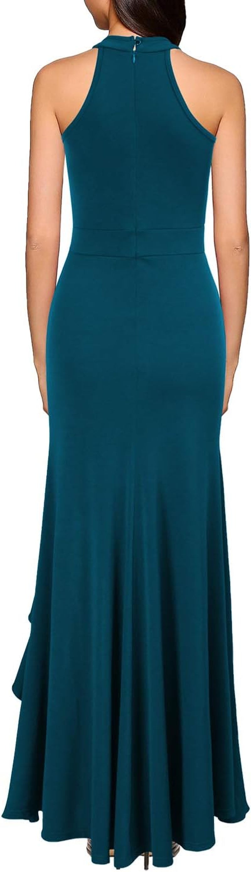 Women'S High Neck Split Bodycon Mermaid Evening Cocktail Long Dress