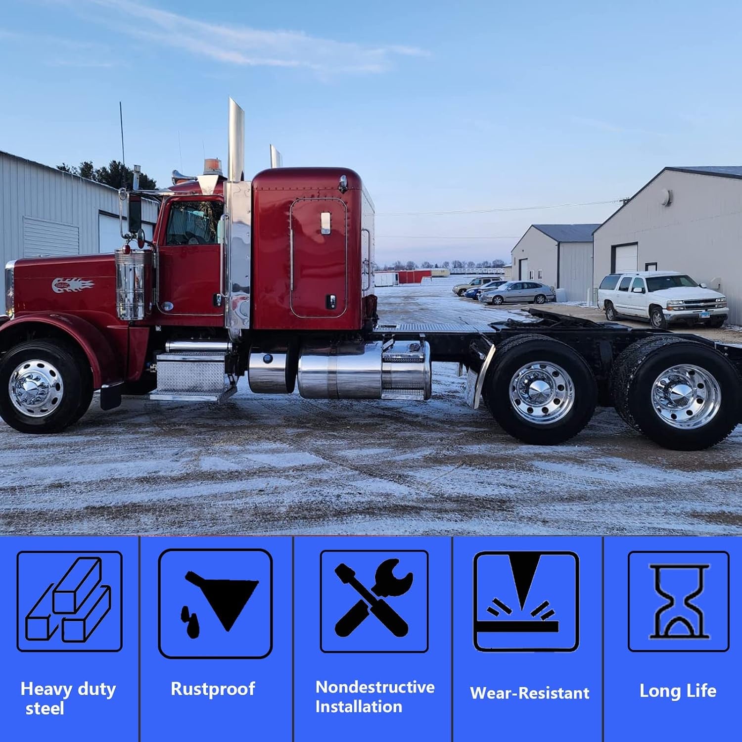 24"X29" Stainless Steel Quarter Fender 2PCS with Bracket Fit for Semi Truck