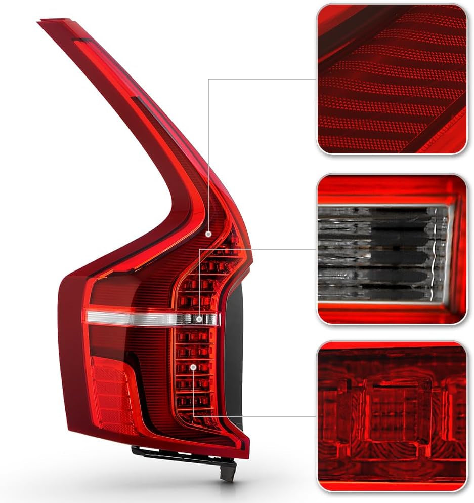 - for 2016-2024 Volvo XC90 Factory Style LED Tail Lights Brake Lamps Assembly Replacement Pair Set Left+Right