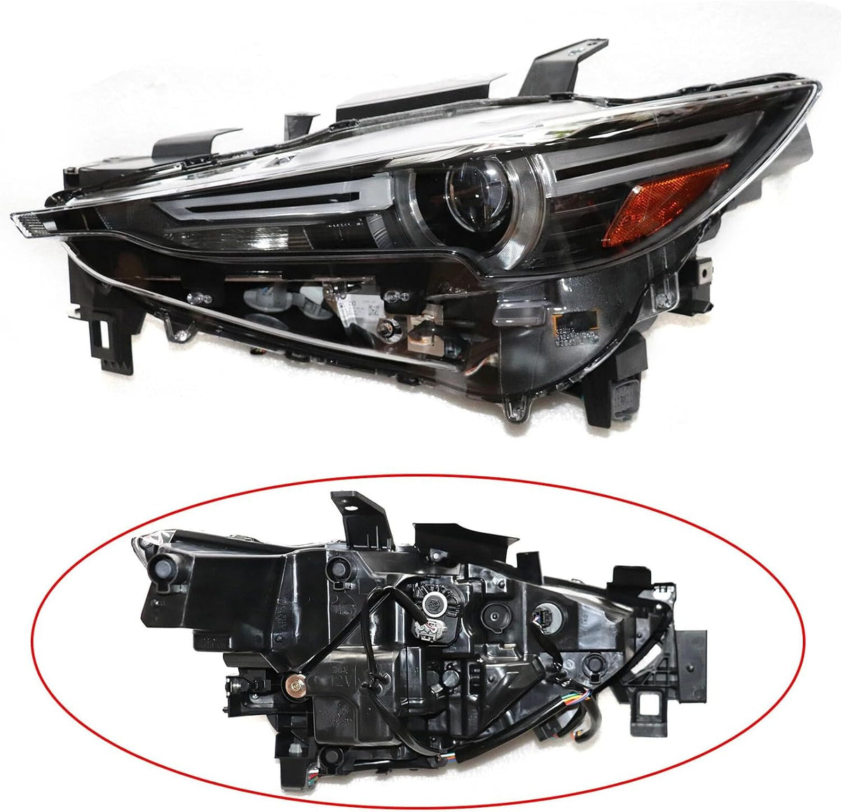 Headlights Assembly Driver and Passenger Side for 2017-2021 Mazda CX-5 LED (Without AFS) Left & Right Headlights Lamps Set W/Bulb Clear Lens Halogen Direct Replacement Headlights (Left)