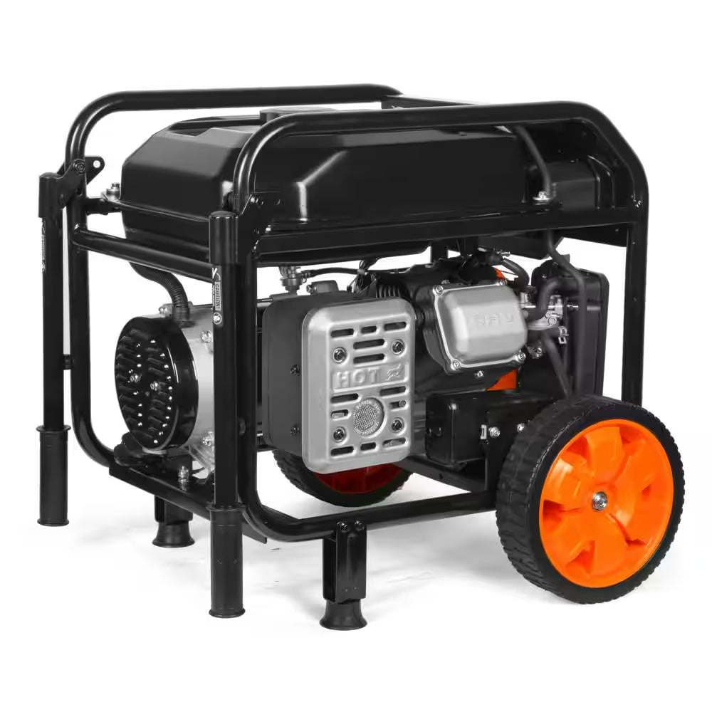 5,600-Watt Portable Gasoline Generator with Wheel Kit, Electric Start, 224Cc, Transfer-Switch, Rv-Ready, and CO Watchdog