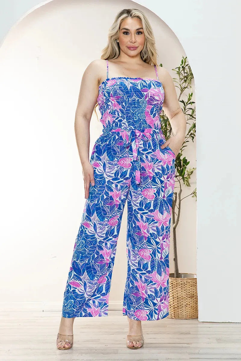 Plus Size Sleeveless Smocked Summer Jumpsuit