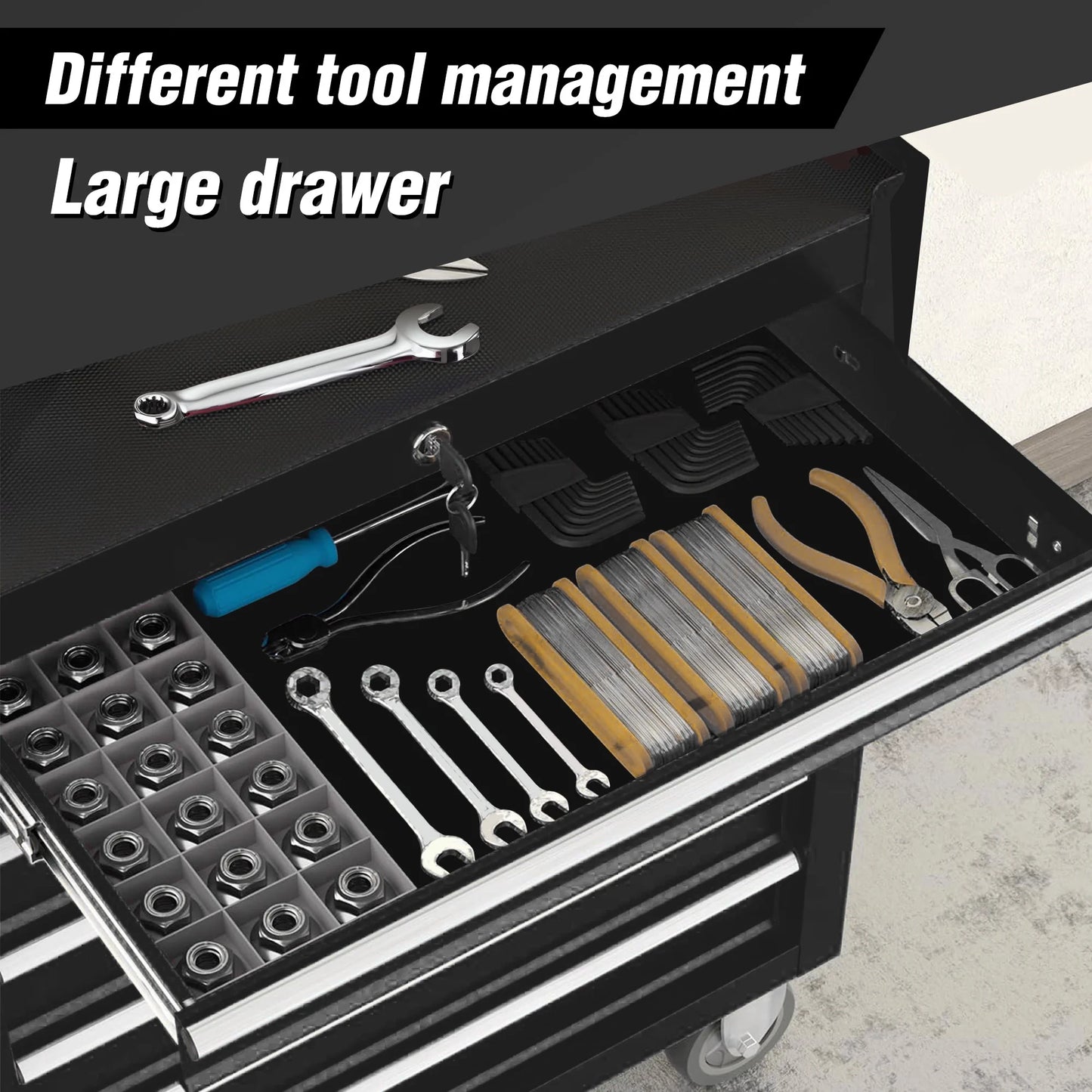 7-Drawer Rolling Tool Box, Multifunctional Tool Chest Garage Tool Storage, Metal Tool Cart Organizer on Wheels, 450LBS Weight Capacity