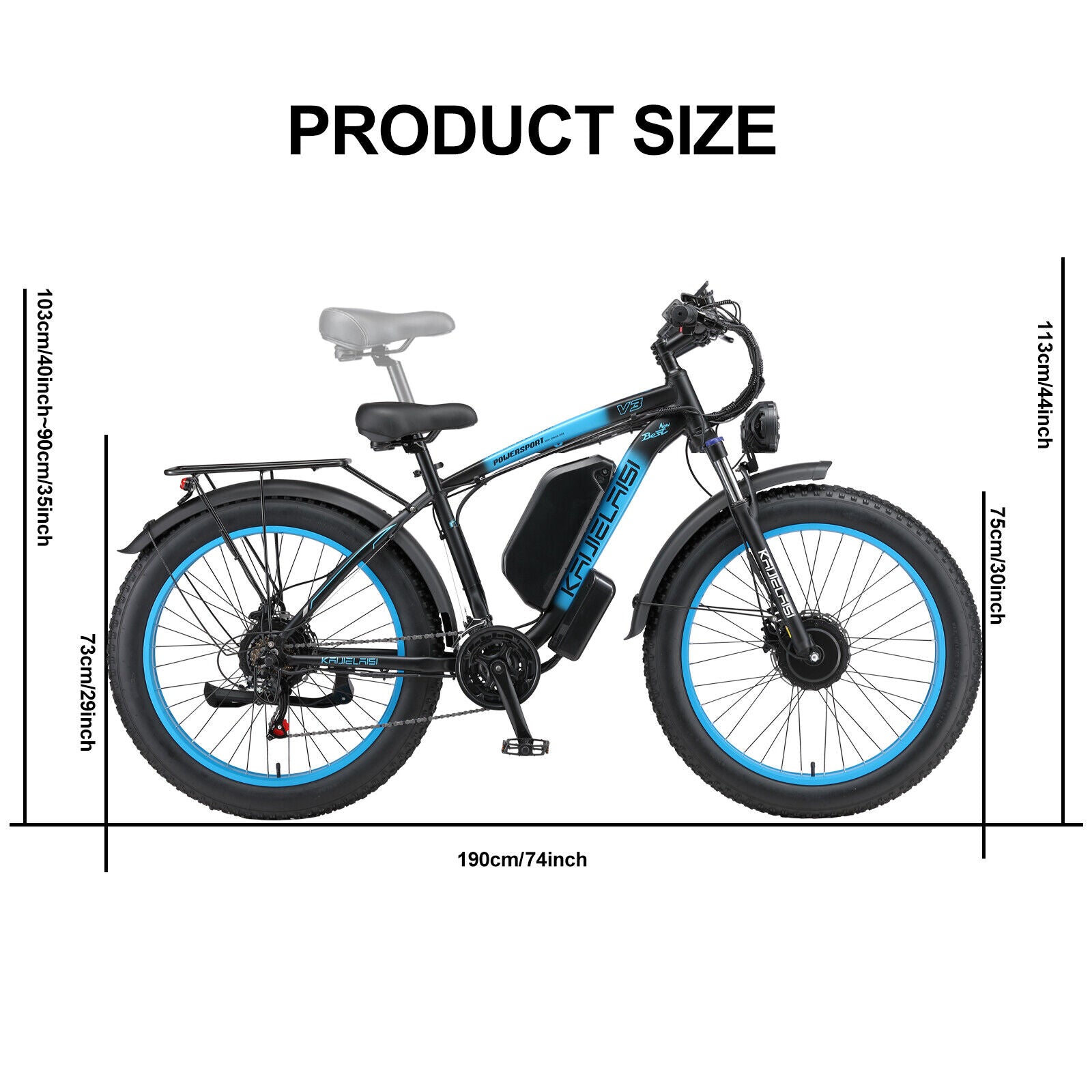 V3 2000W Electric Bike 48V/23Ah 26" Fat Tire Mountain Bicycle for Adult 35MPH