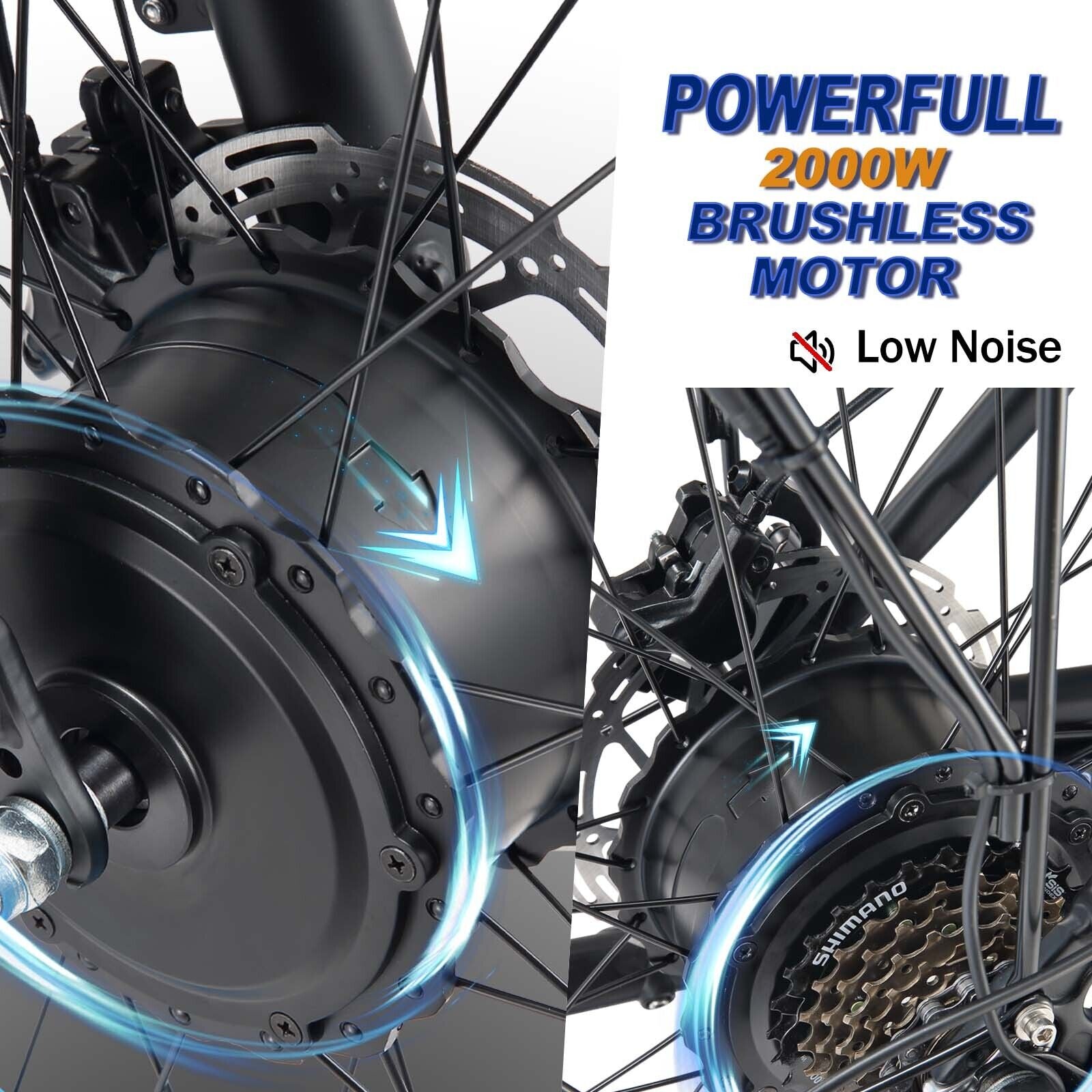 V3 2000W Electric Bike 48V/23Ah 26" Fat Tire Mountain Bicycle for Adult 35MPH