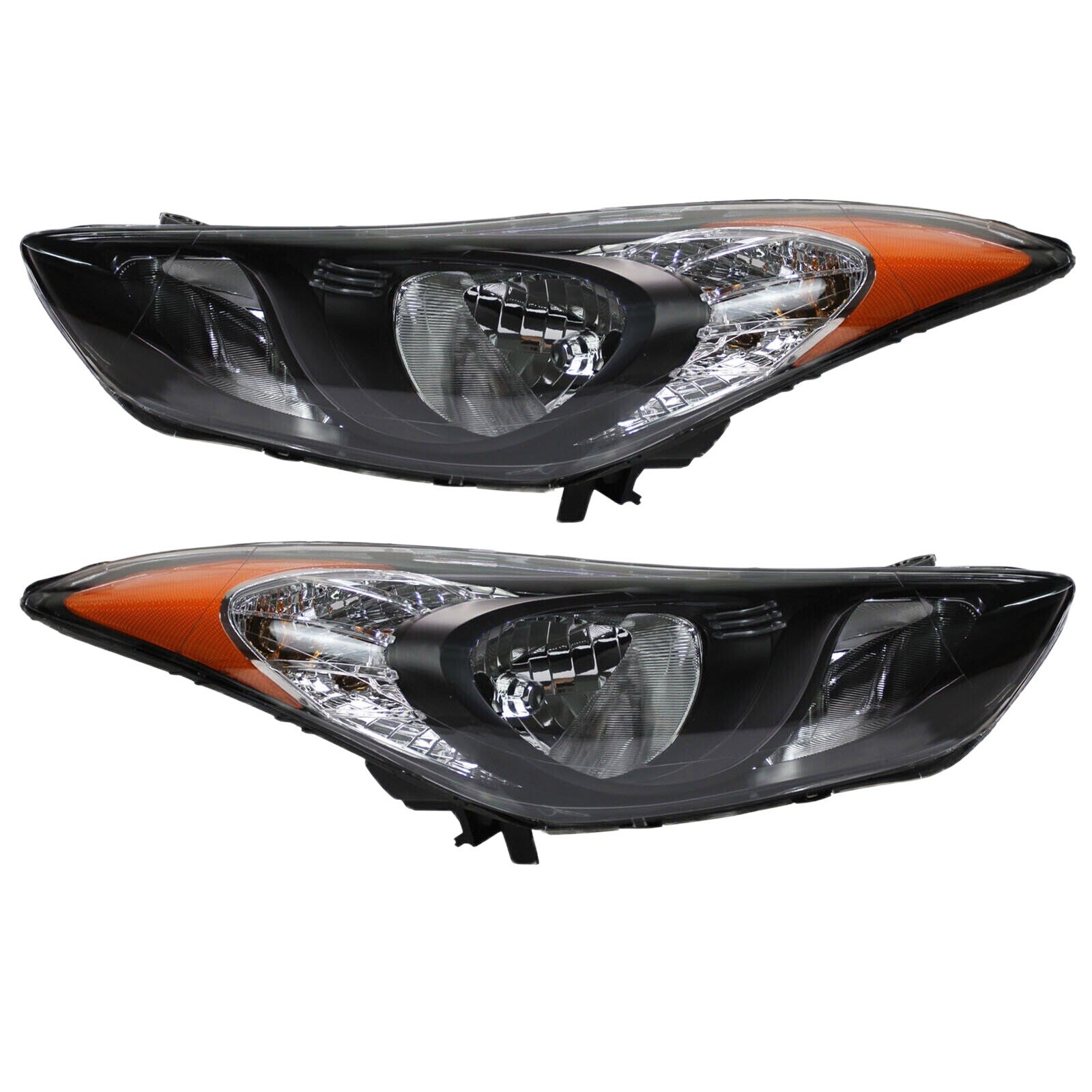 For 2011-2013 Hyundai Elantra Chrome Halogen Headlights Assembly Pair W/Bulbs