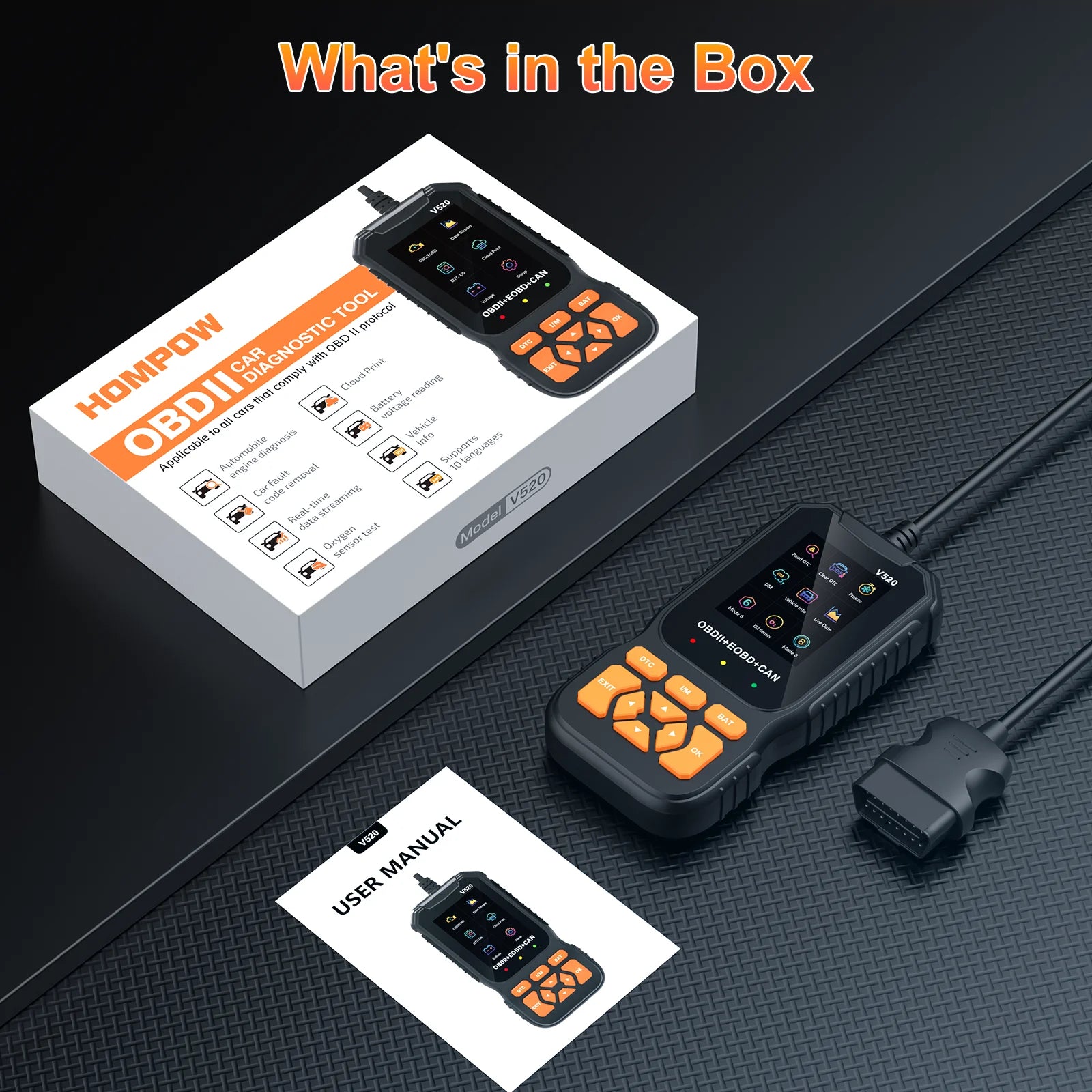 V520 OBD2 Scanner Professional Auto Tool for All Vehicles Live Data ,Universal Check Engine Car Code Reader /Erase Fault Code,35,901 Dtcs,Cloud Data Print,Voltage Test