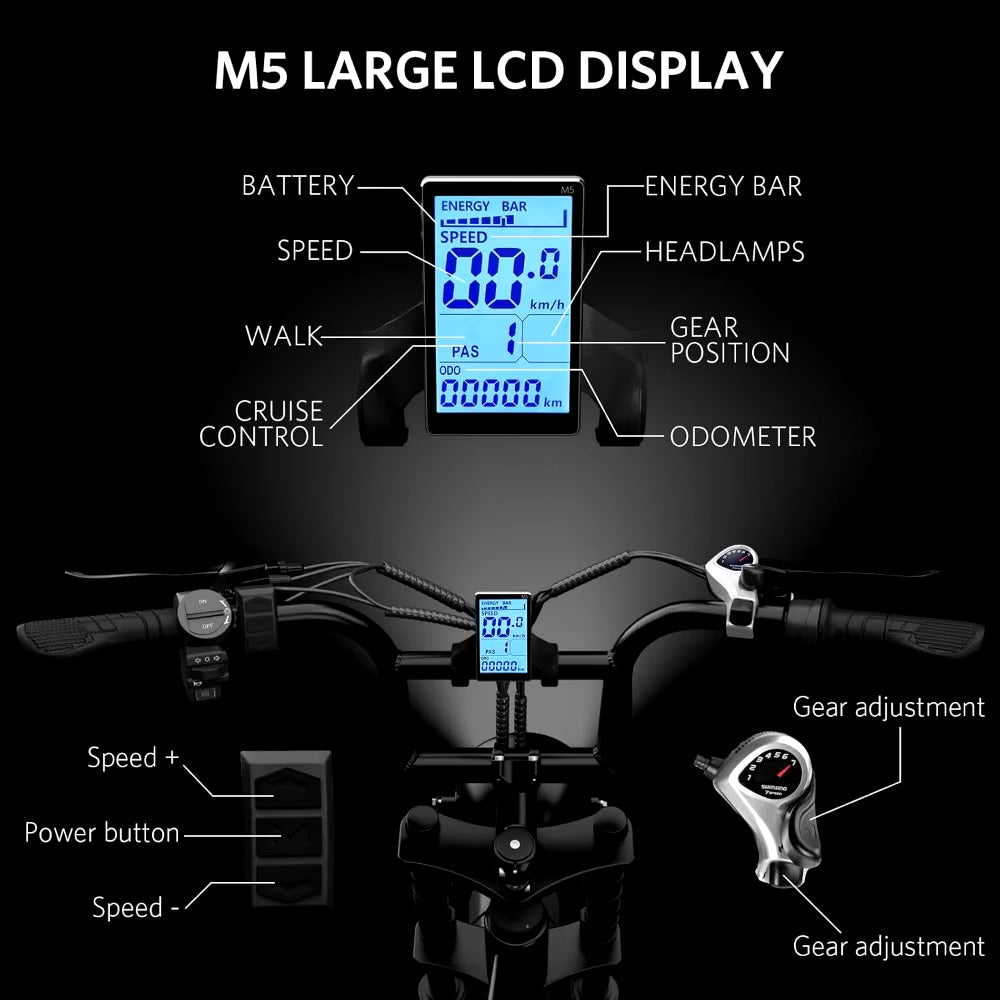 Electric Bike Adults, Electric Mountain Bike with 750W Motor 48V 15Ah Removable Larger Battery 31MPH 20'' Fat Tire E Bike