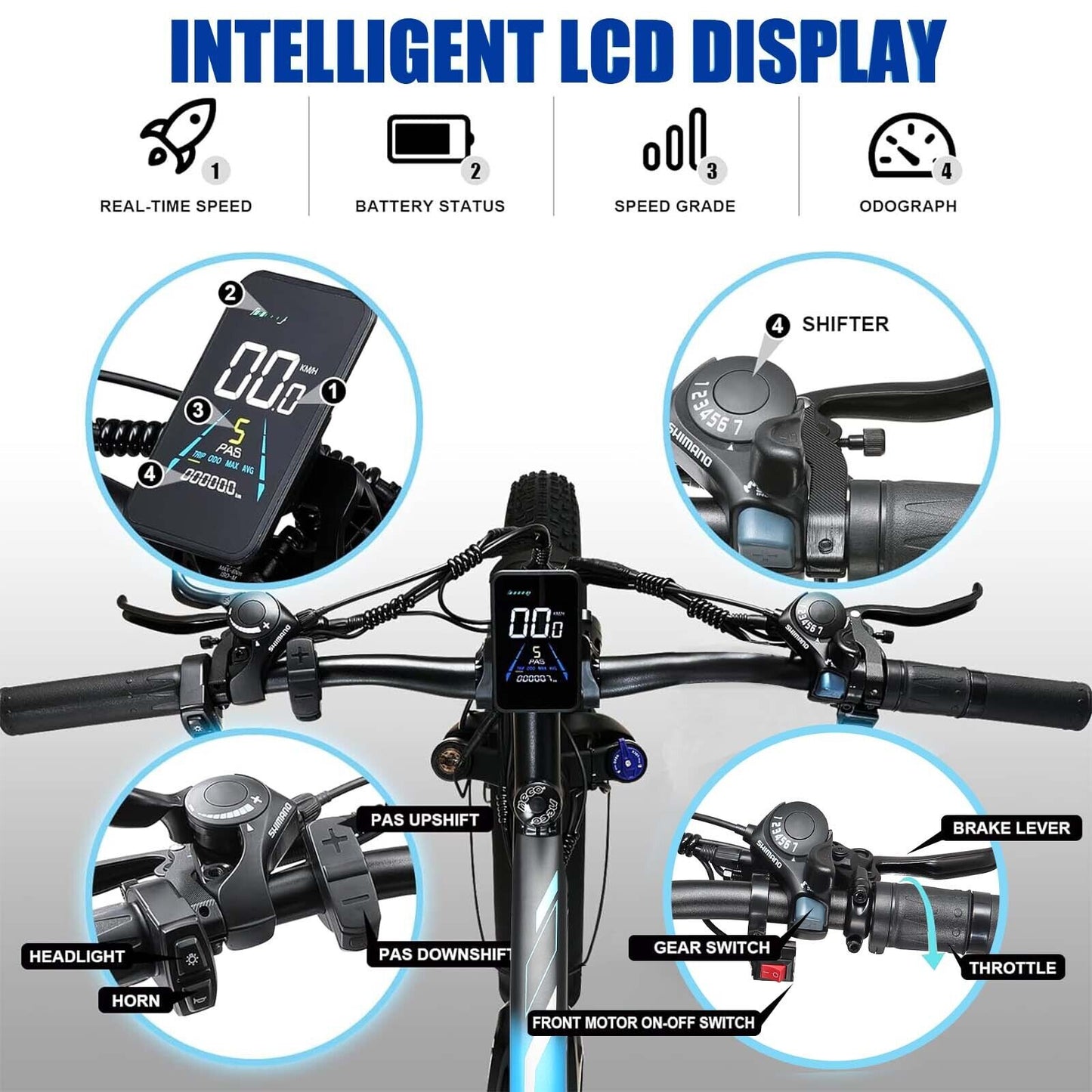 V3 2000W Electric Bike 48V/23Ah 26" Fat Tire Mountain Bicycle for Adult 35MPH