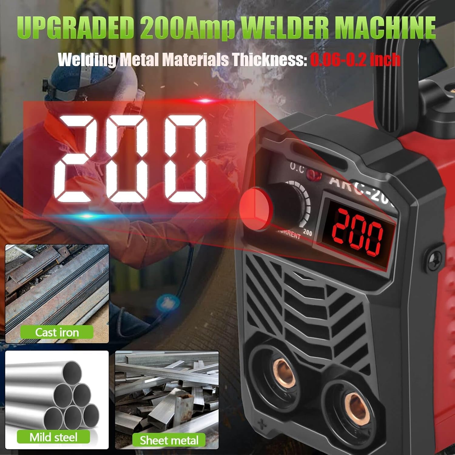 Maquina De Soldar Para Soldador 200Amp Con 20PCS Profesional Potente Welder NEW