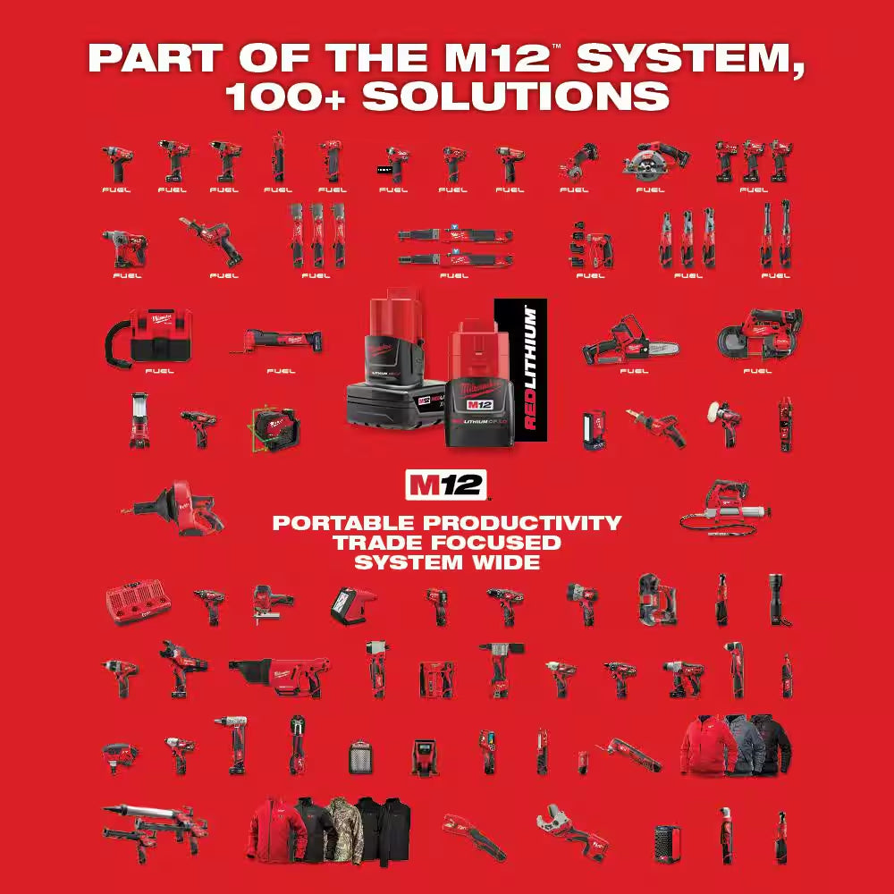M12 12-Volt Lithium-Ion Cordless 3/8 In. Crown Stapler Kit with 2.0 AH Battery and Charger
