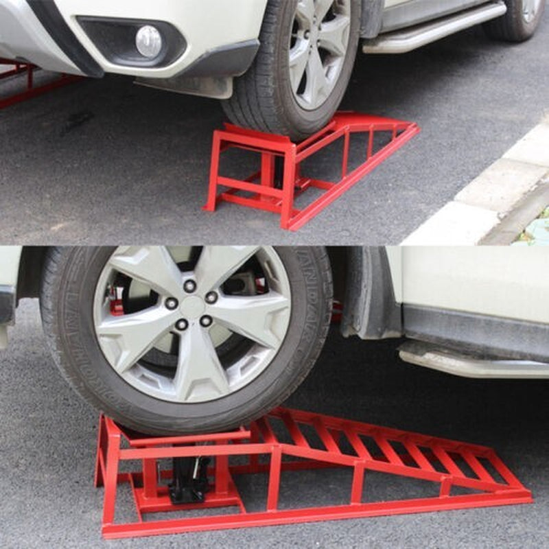 2 Pcs Heavy Duty Auto Car Truck Service Ramps Lifts Hydraulic Lift Frame Home