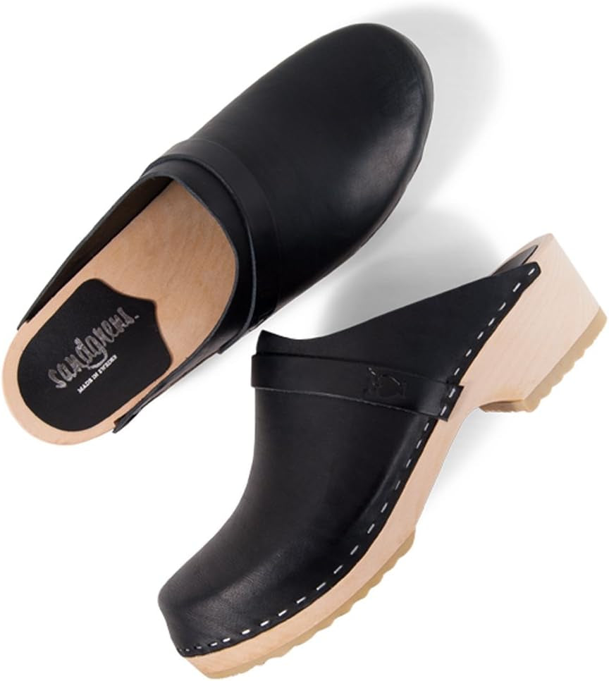 Handmade Swedish Wood Clogs for Men, Low Heel Mule | Malmö