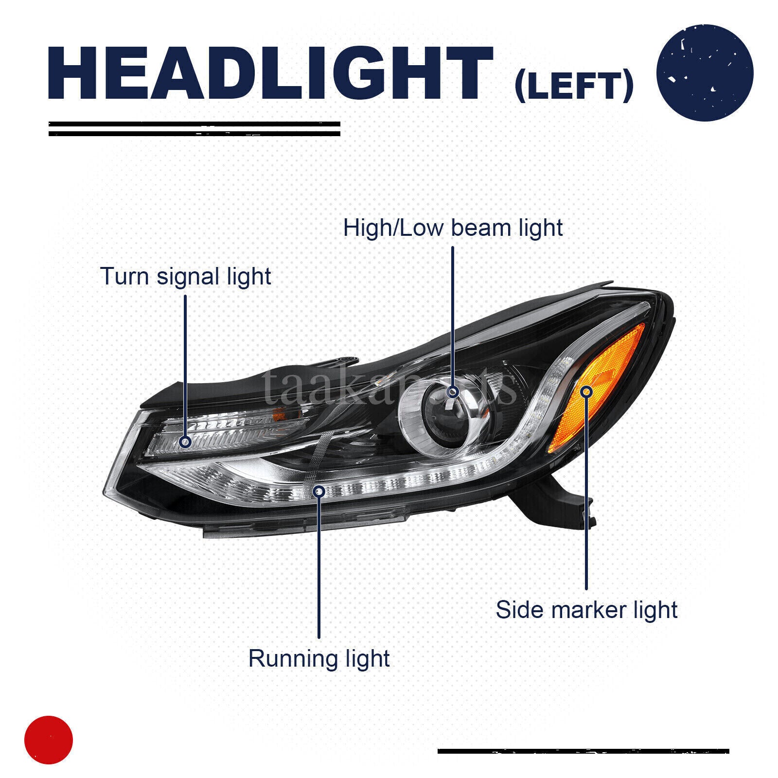 Headlights Headlamps Projector W/ LED DRL for 2017-2022 Chevy Trax Left & Right