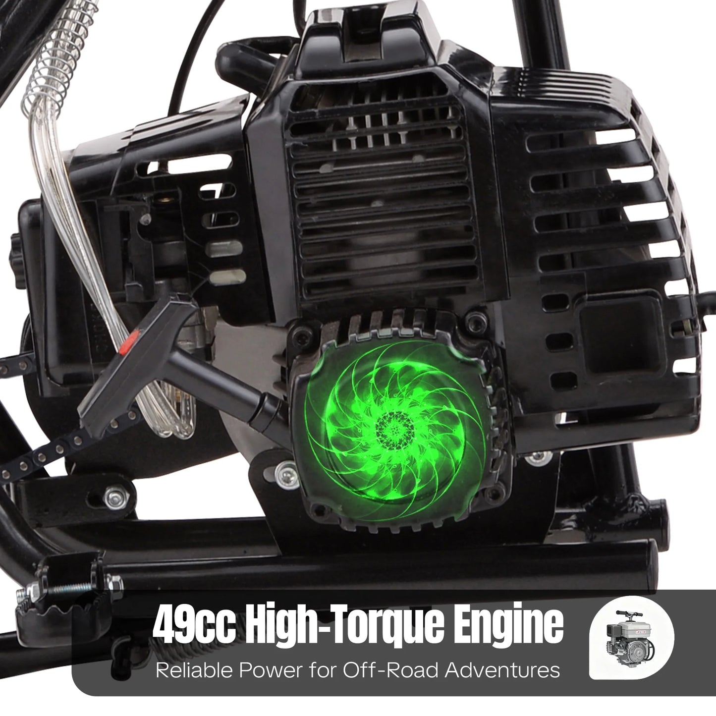 49CC Dirt Bike, Mini Bike 2-Stroke Gas Powered off Road with Max Speed 20MPH, Pull Start