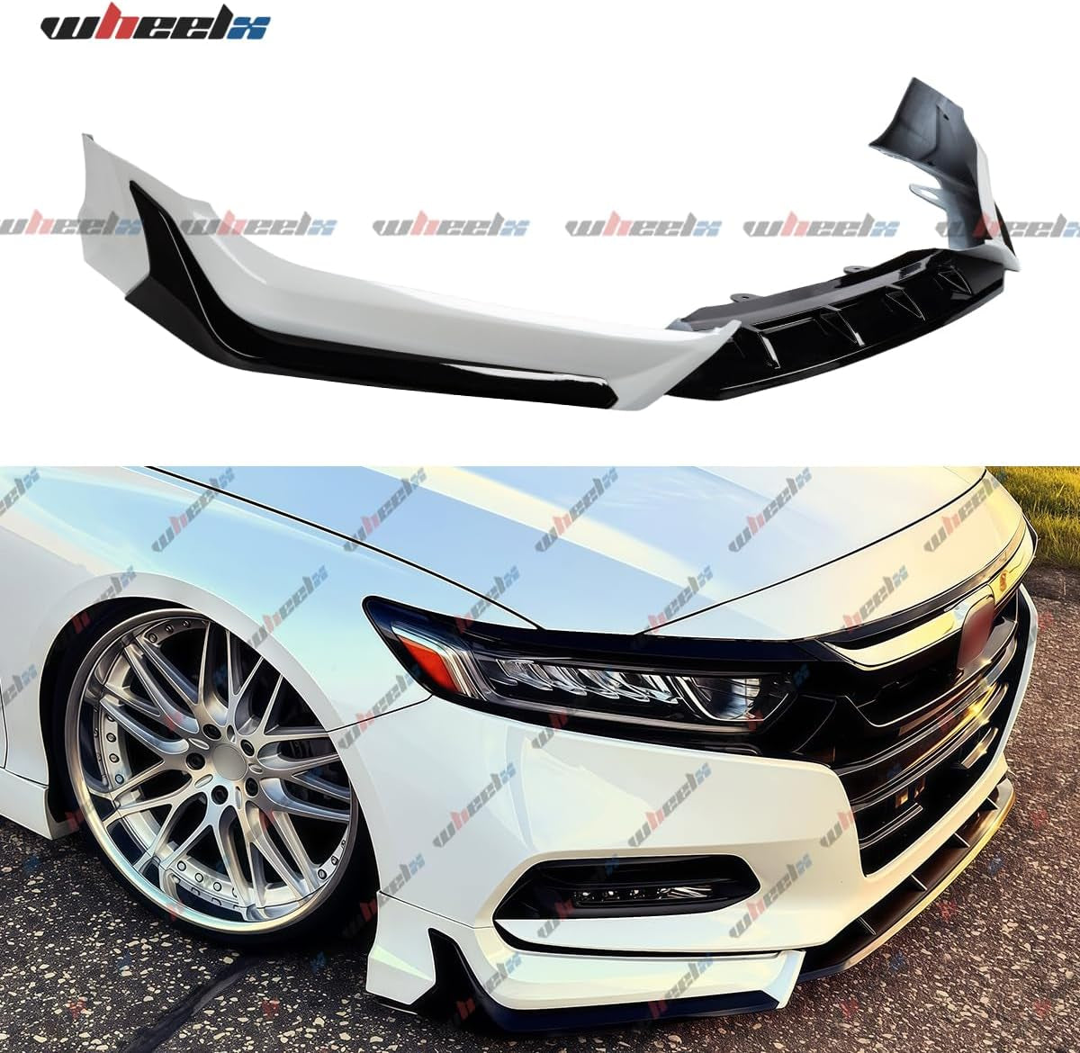 Front Bumper Lip Compatible with 2018-2020 Honda Accord, ACR JDM Style 5Pcs Air Dam Spoiler Splitter Chin Fits for EX EX-L LX SE Sport Touring Hybrid, Protection Body Kit (Platinum White Pearl)