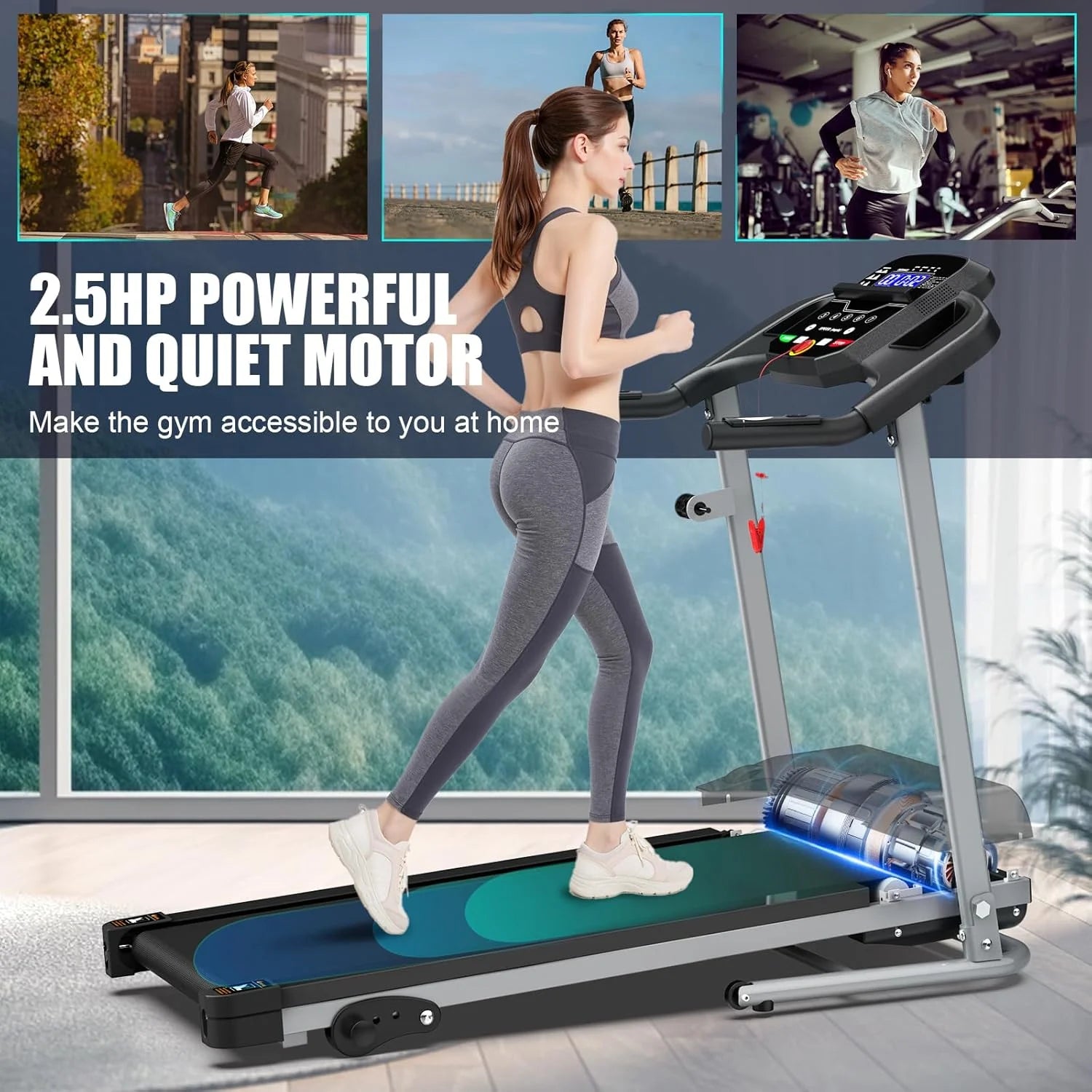 Foldable Treadmill with Incline , 2.5HP Electric Folding Treadmill Running Walking Machine for Home Gym, Max 265 LBS Weight Capacity