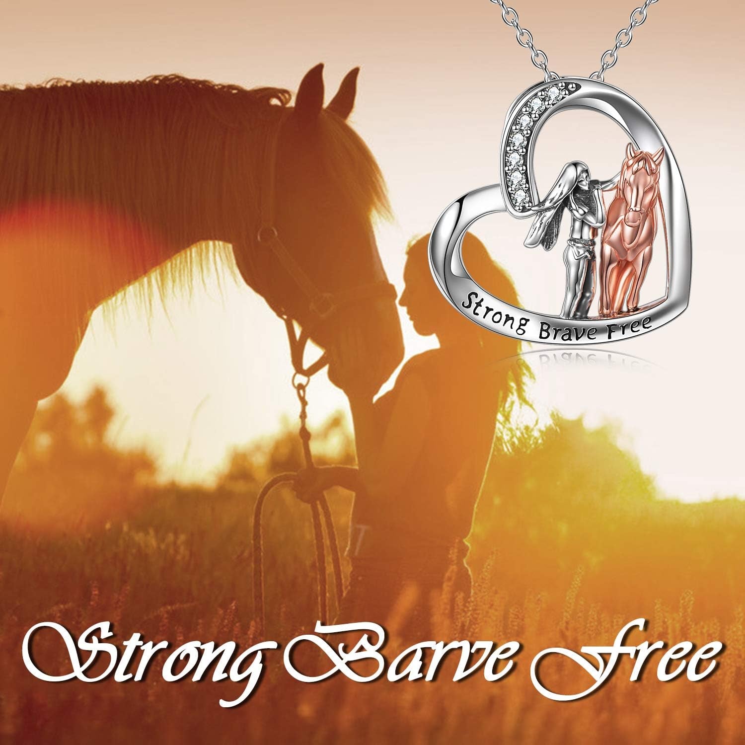 Horse Pendant Necklace Jewelry Sterling Silver Women with Horse Gift for Women